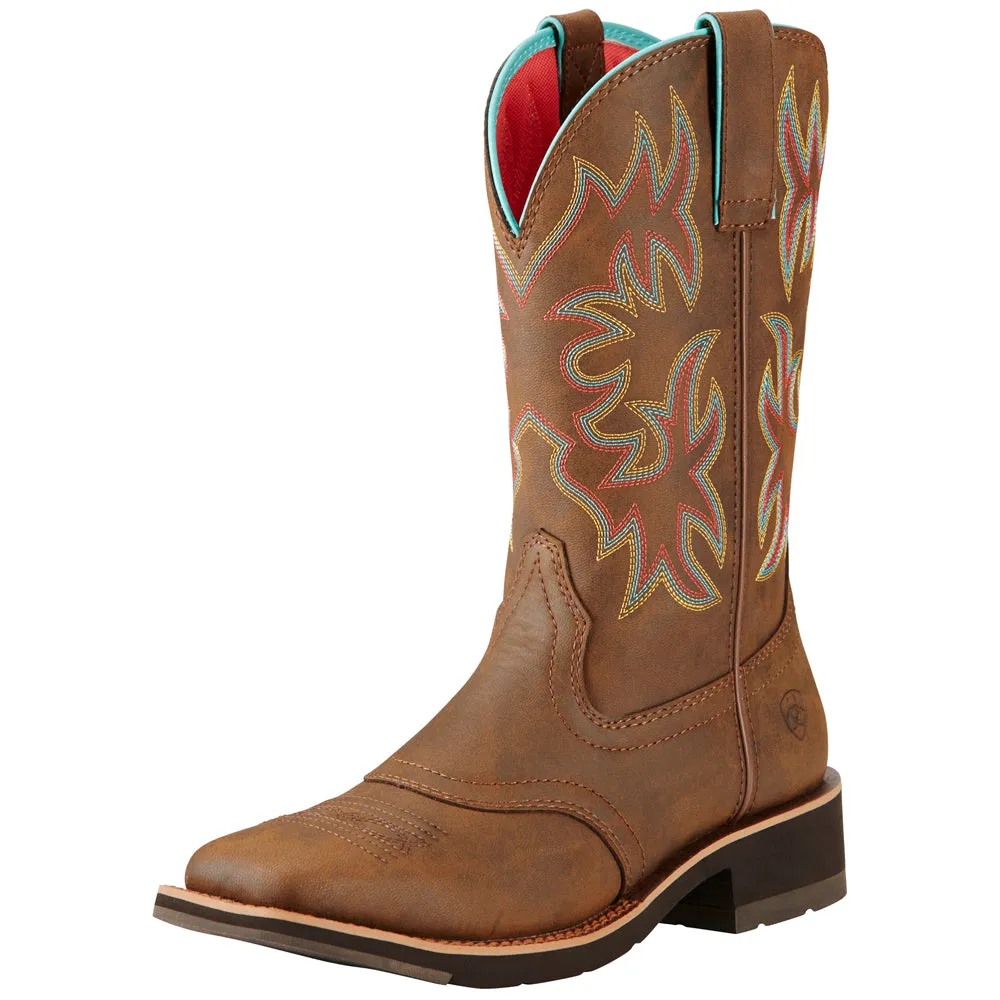 Delilah Embroidery Square Toe Cowboy Boots