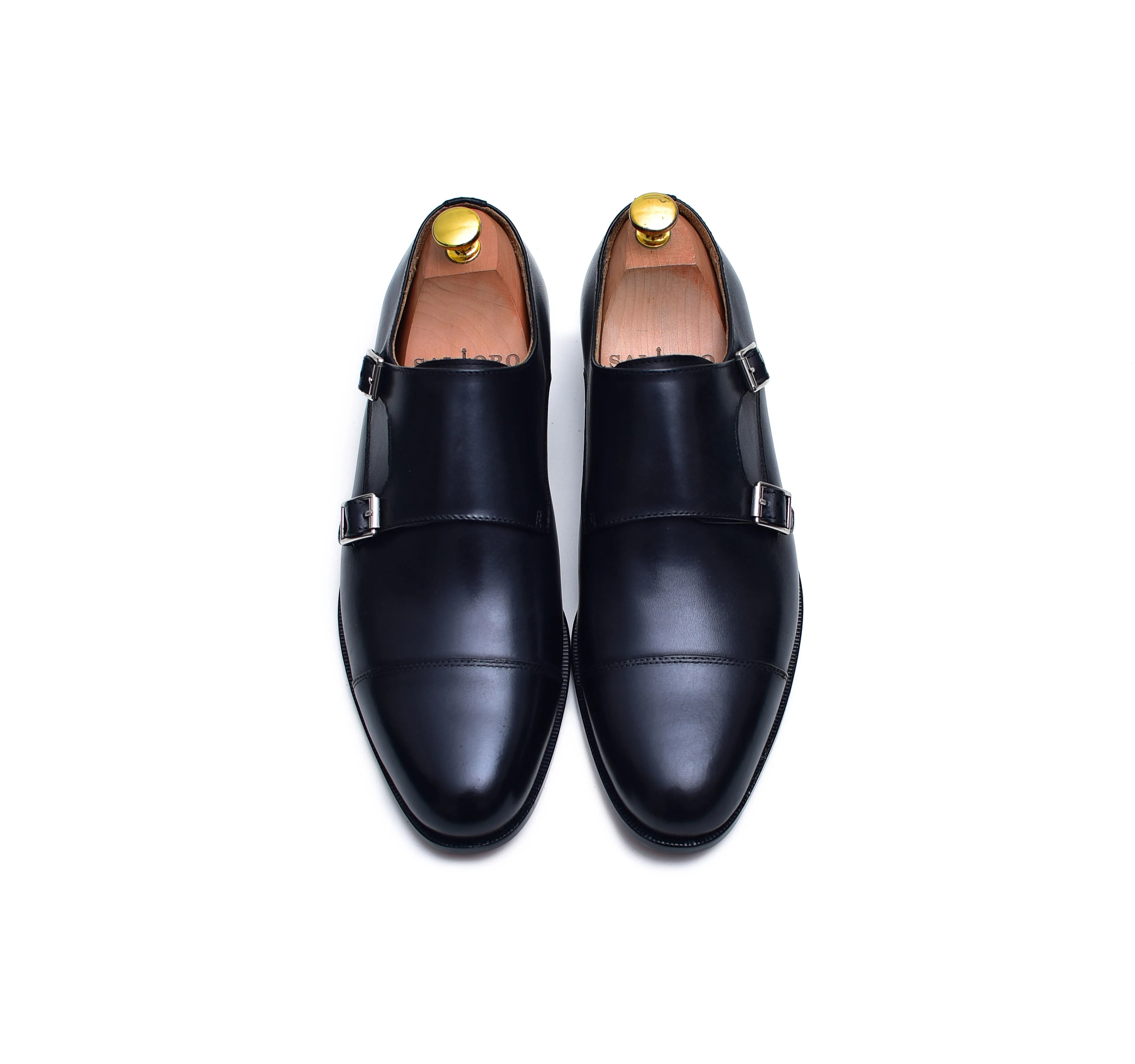 Double Monk II - Black Strap Dress Shoes