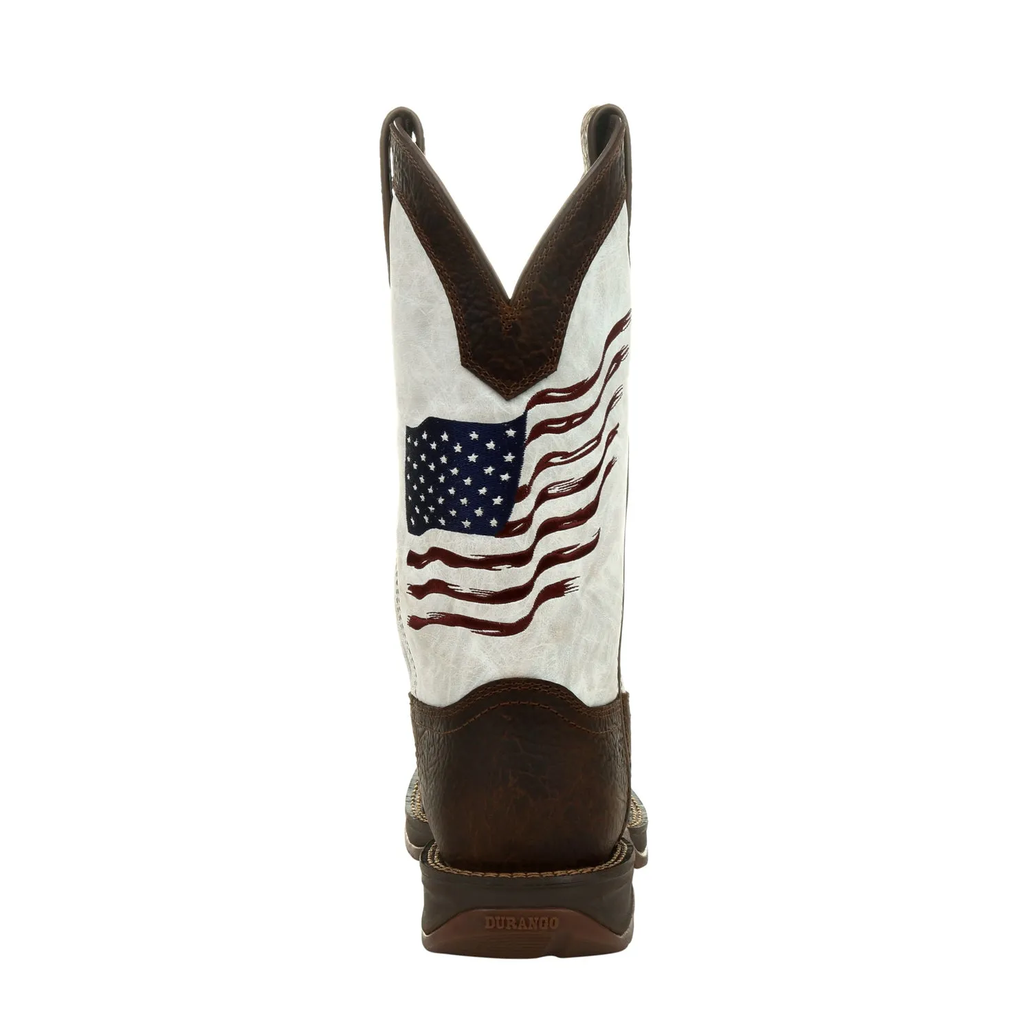 Durango Mens Bay Brown/White Leather Rebel USA Flag Cowboy Boots