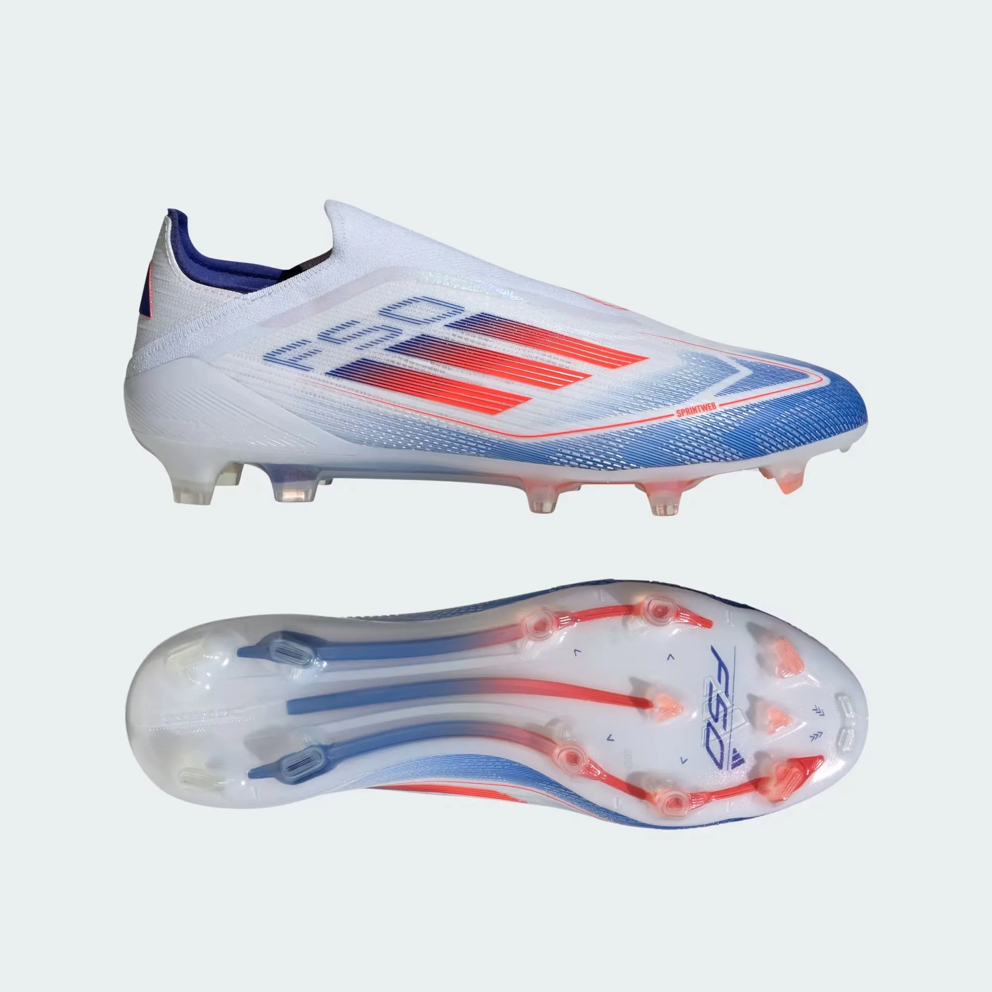 F50 ELITE LACELESS FG CLEATS [Cloud White / Solar Red / Lucid Blue]