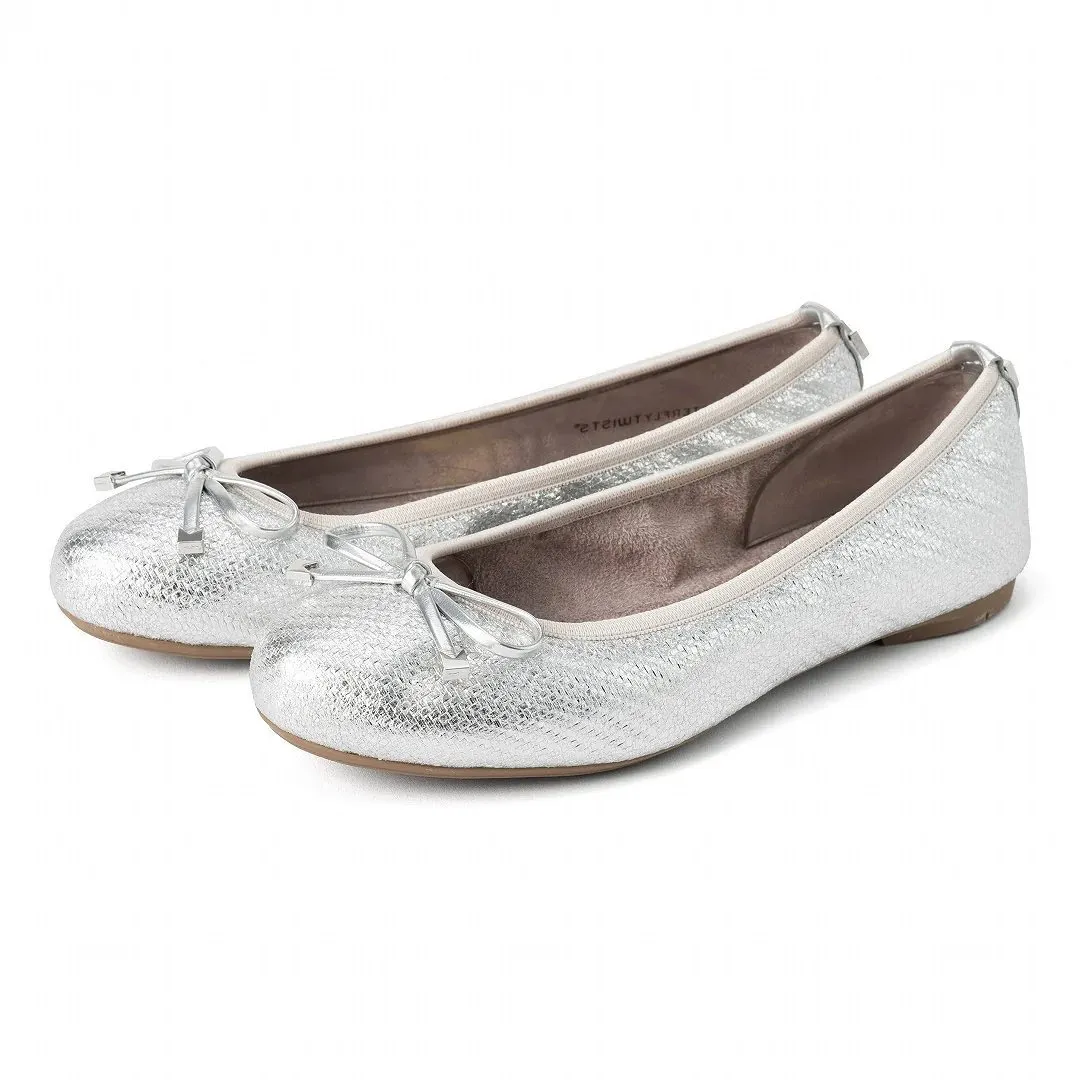 FRANKIE Ballet Flat Shoes - Silver Woven