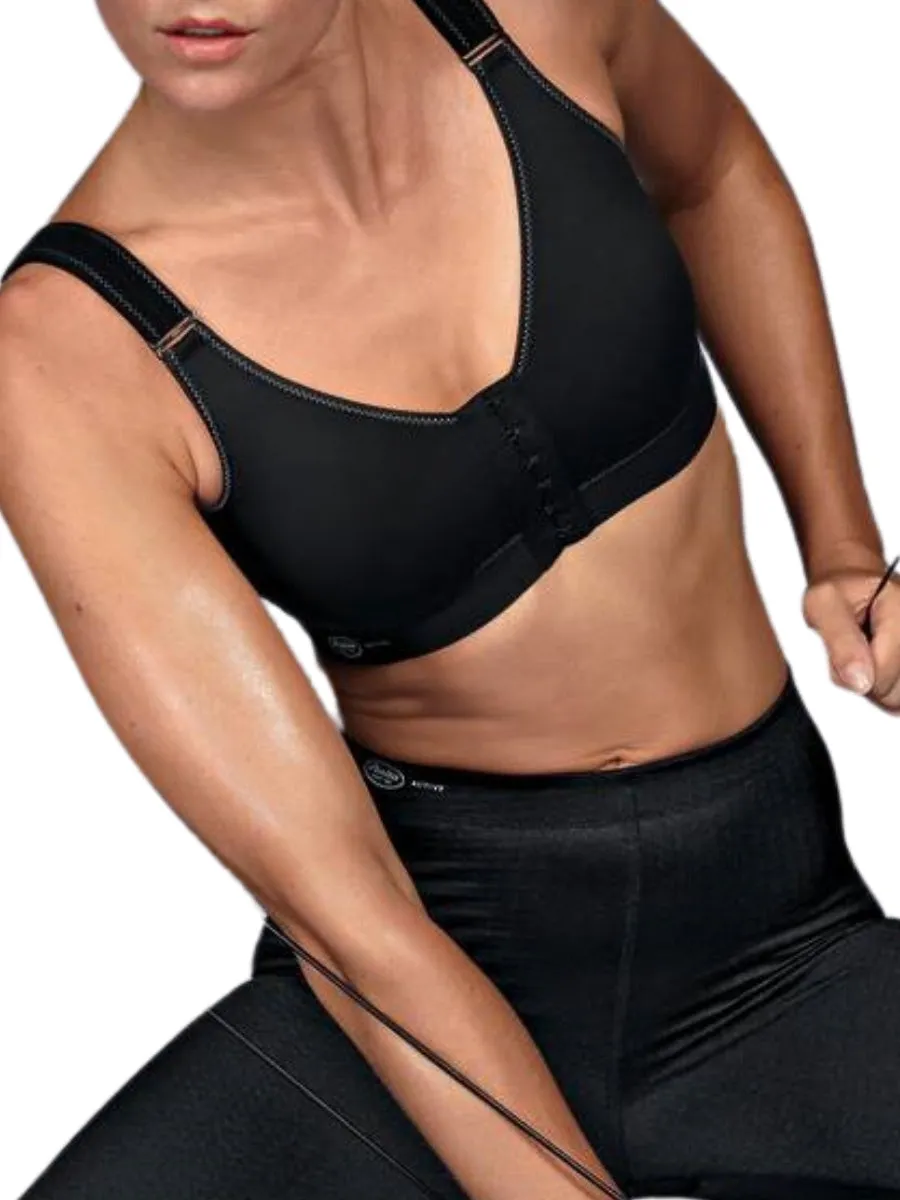 Front Closure Sports Bra - Black