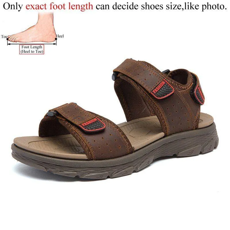 FZ143 Men's Lightweight Leather Beach Sandals Casual Shoes