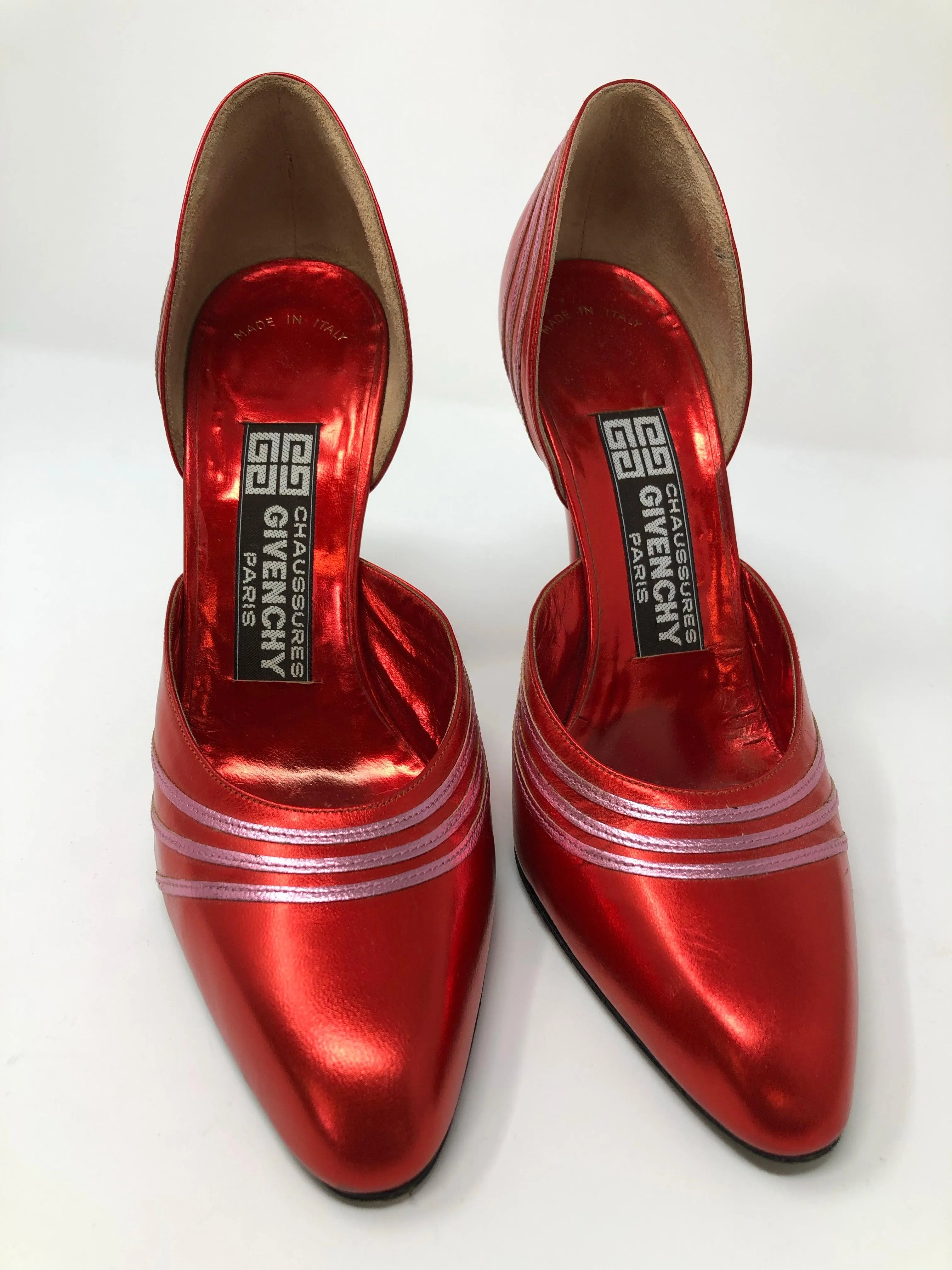 Givenchy Vintage Metallic Red Leather Shoes Size 6M (UK4)