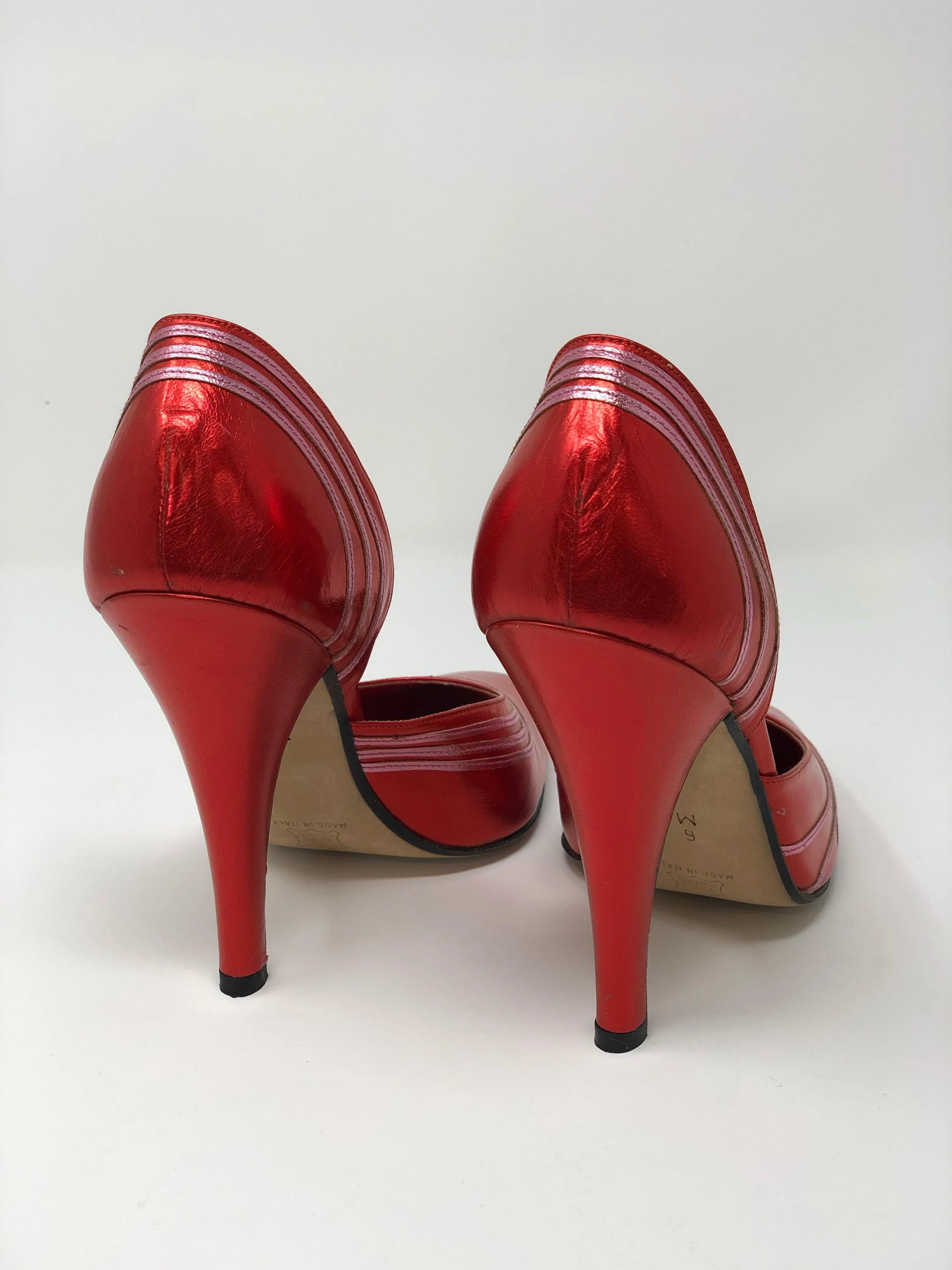 Givenchy Vintage Metallic Red Leather Shoes Size 6M (UK4)