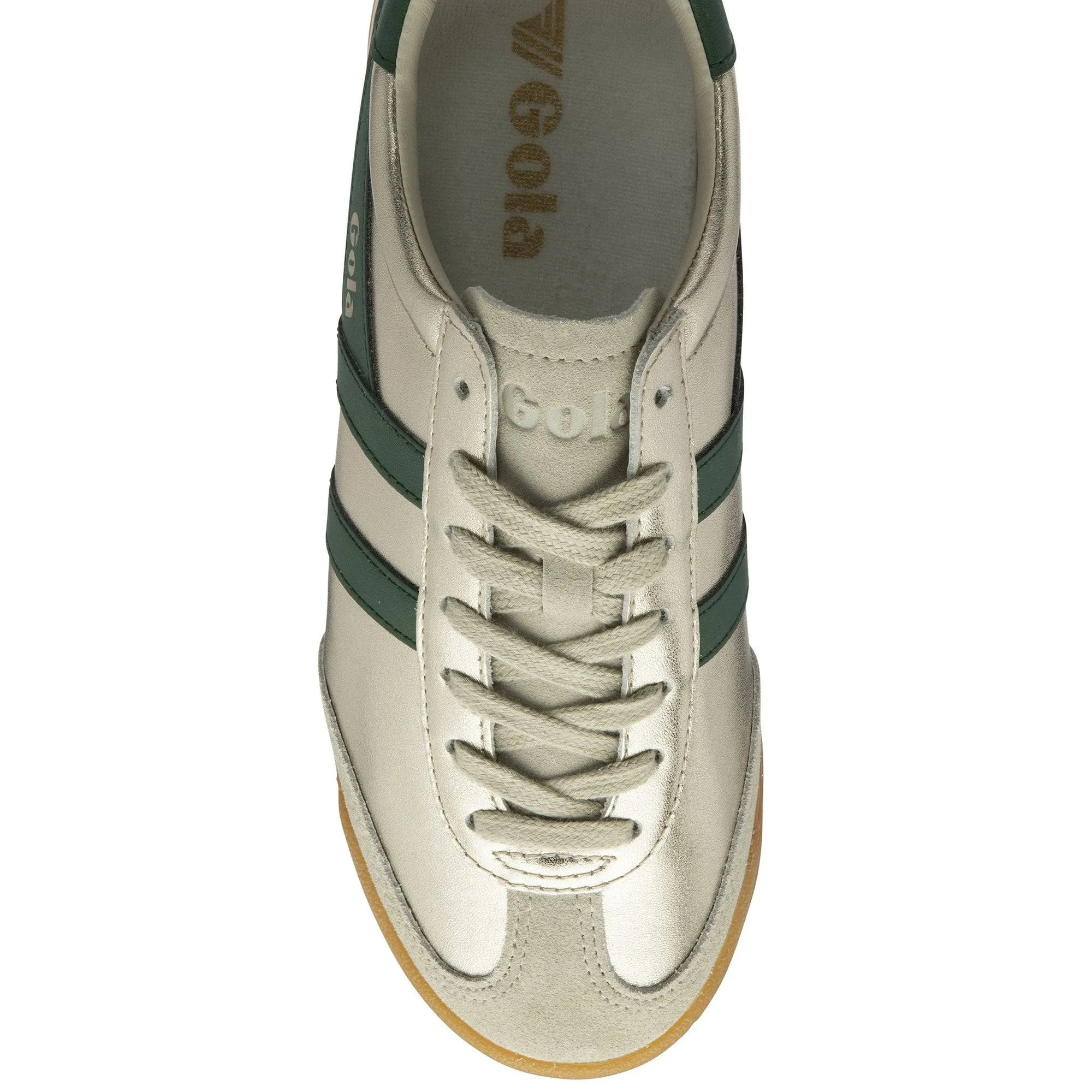 Gola Torpedo Glimmer Ladies Gold/Evergreen Leather Lace Up Trainers