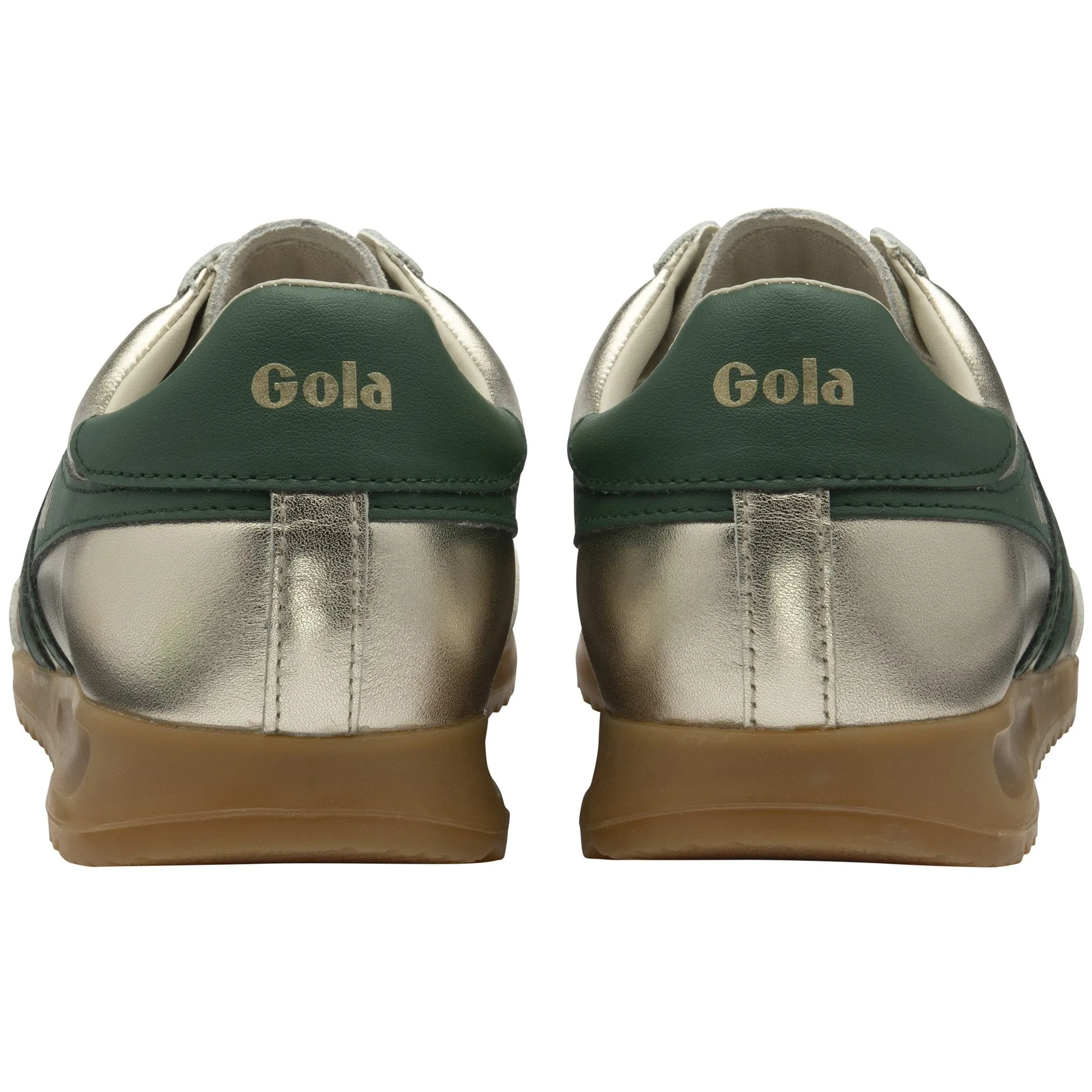 Gola Torpedo Glimmer Ladies Gold/Evergreen Leather Lace Up Trainers