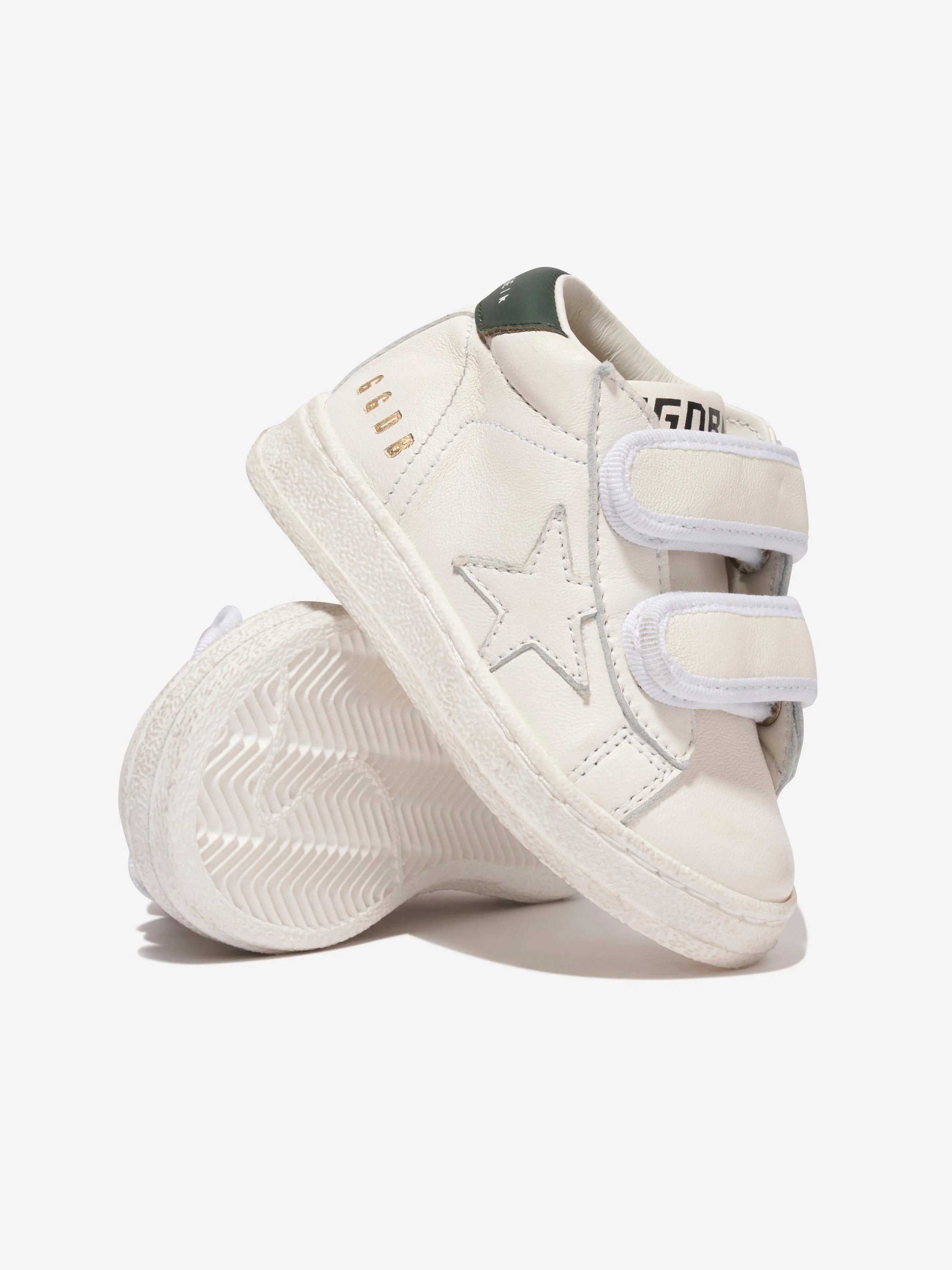 Golden Goose Kids June Leather Star Trainers in White