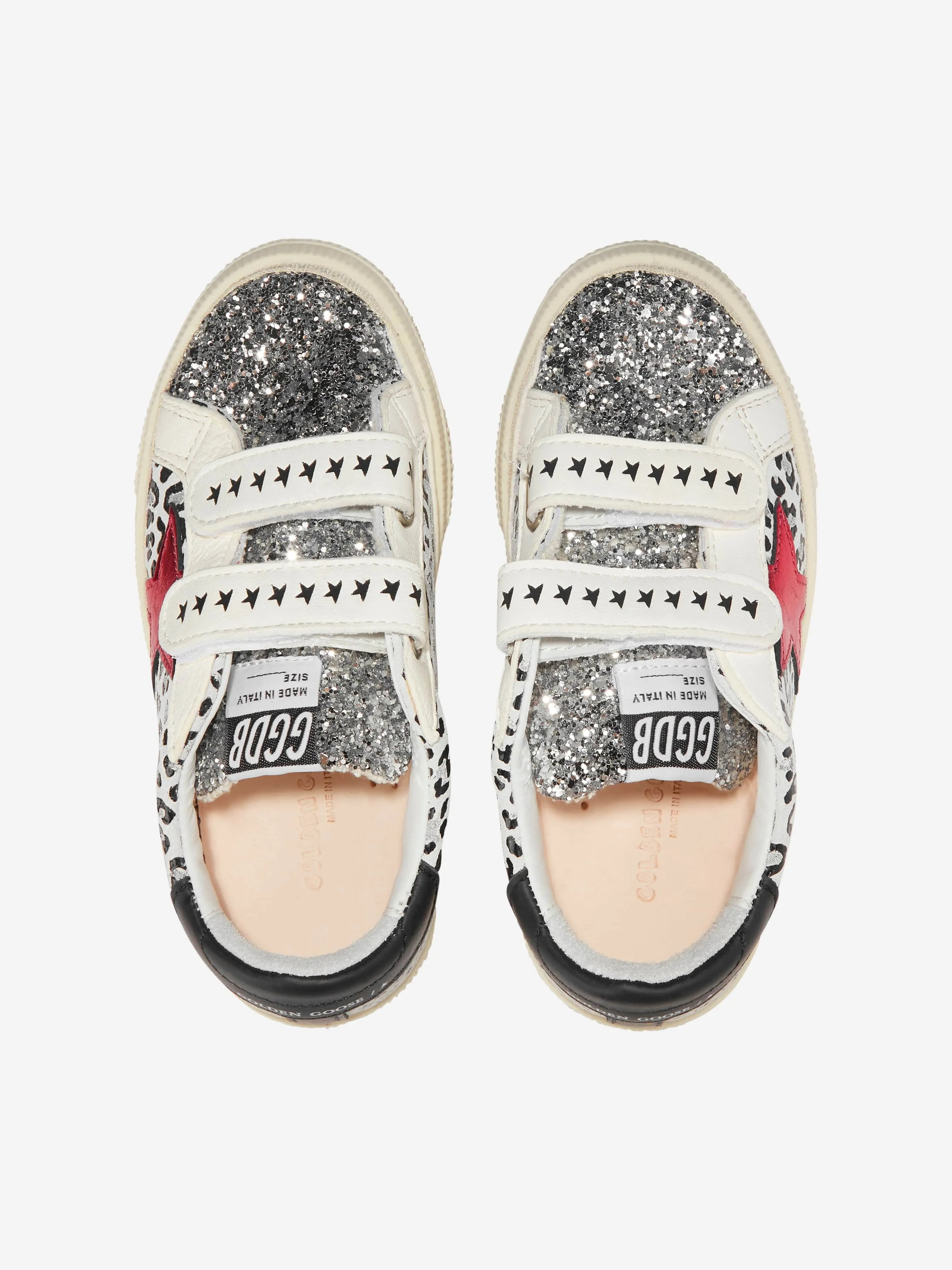 Golden Goose Kids May Leather Leopard Print Trainers