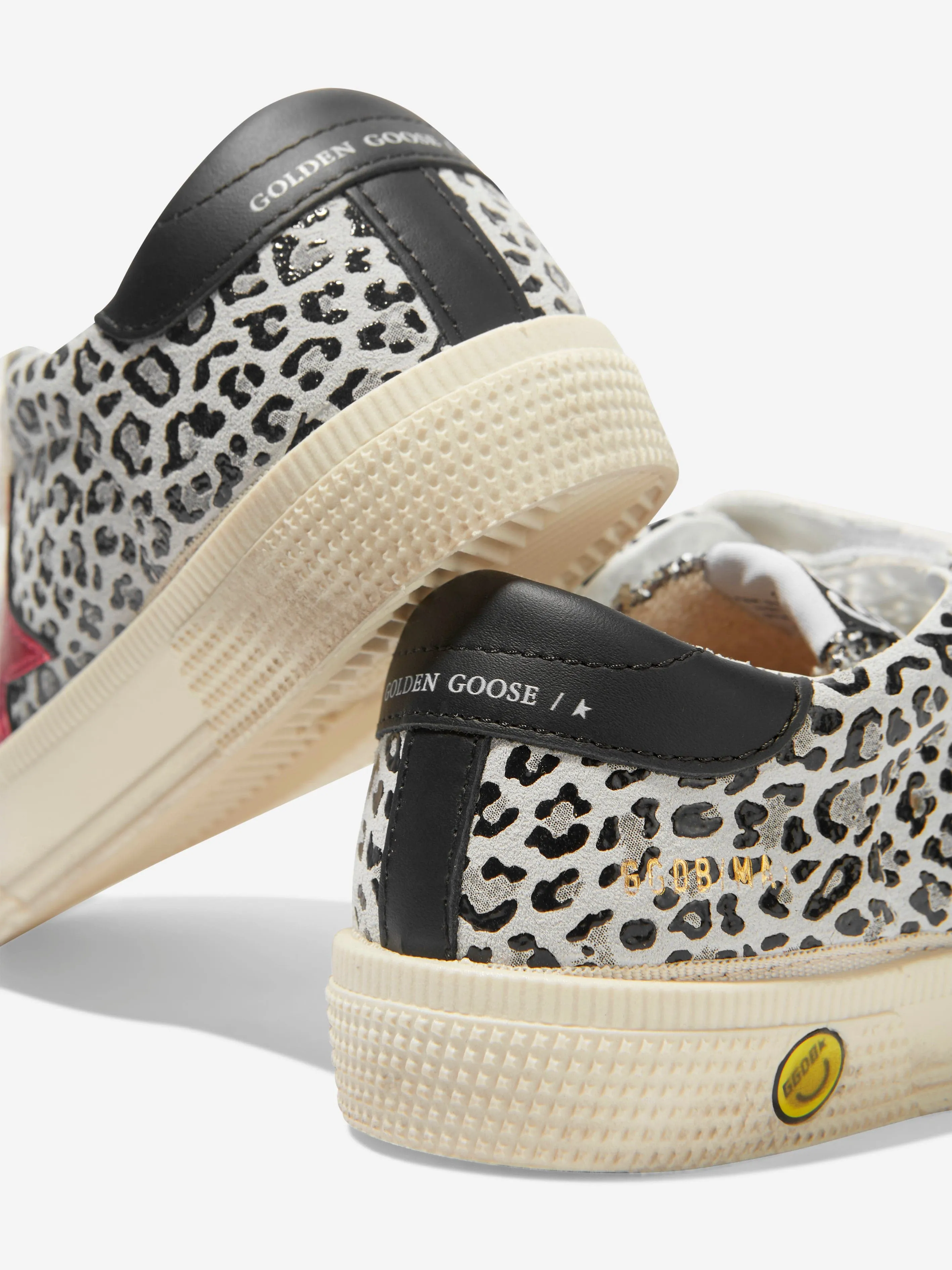 Golden Goose Kids May Leather Leopard Print Trainers