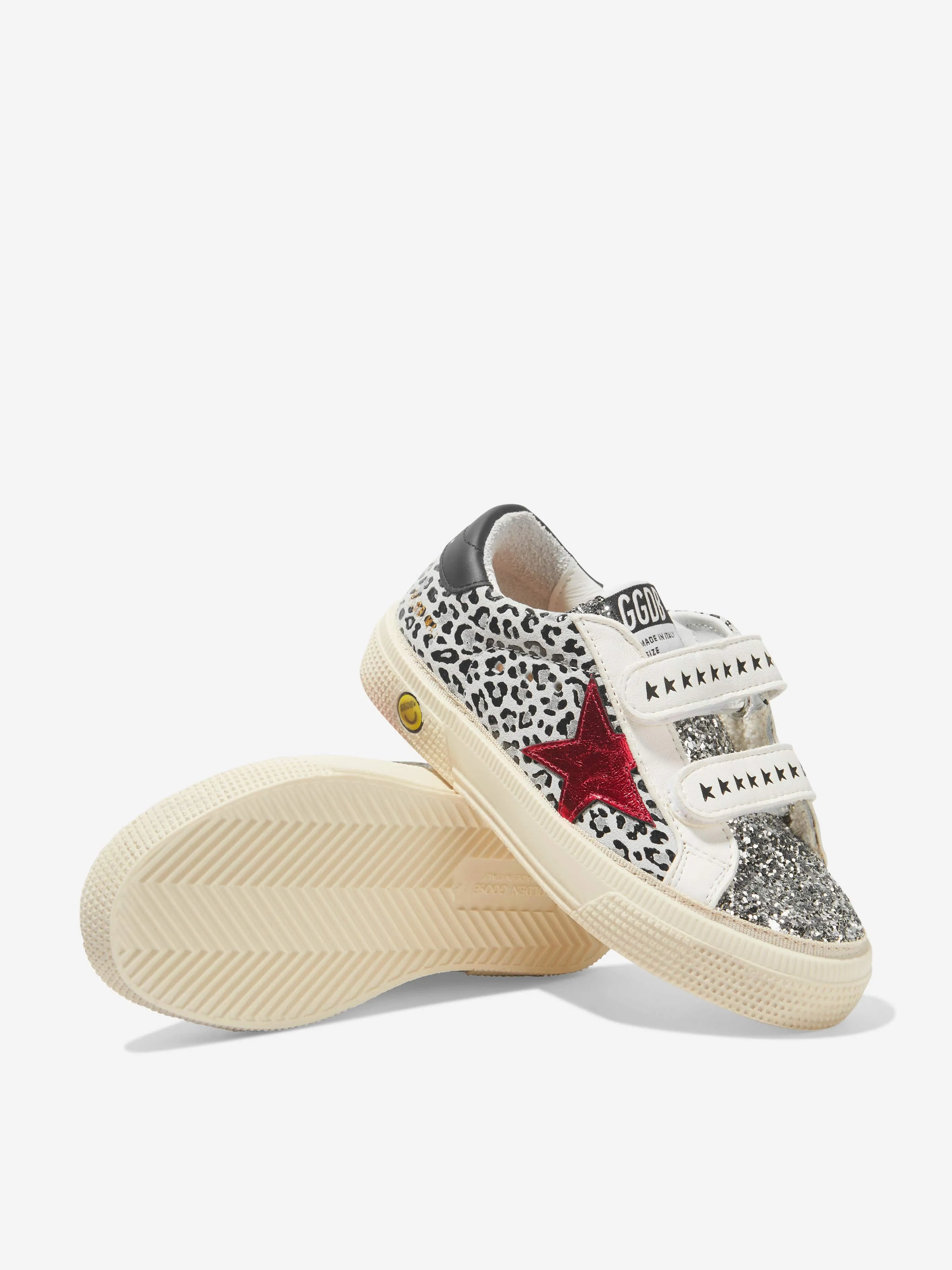 Golden Goose Kids May Leather Leopard Print Trainers