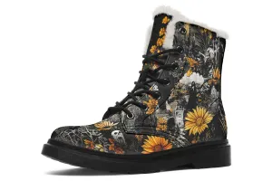 Grim’s Harvest Winter Boots - Warm Micro-Suede Doc-Style Boots Lined with Vegan Wool