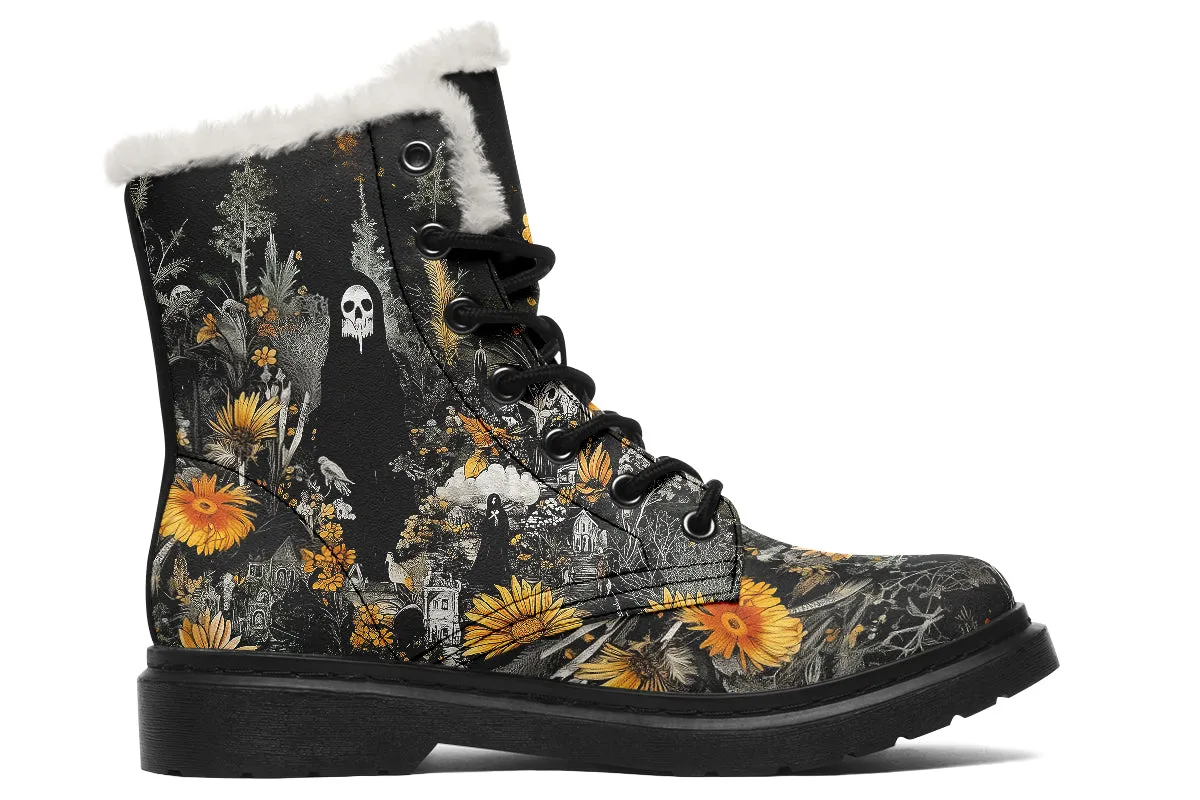 Grim’s Harvest Winter Boots - Warm Micro-Suede Doc-Style Boots Lined with Vegan Wool