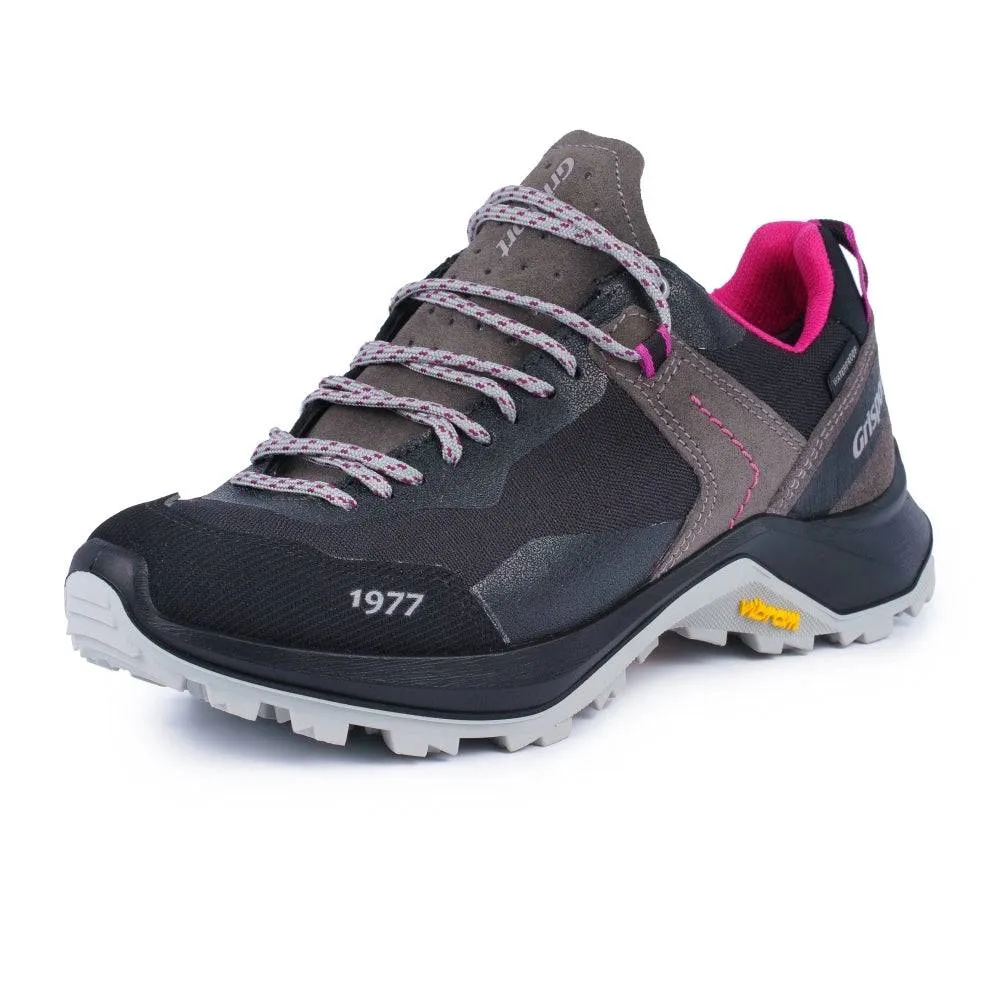 Grisport Lady Trident Ladies Grey And Pink Suede Lace Up Shoes