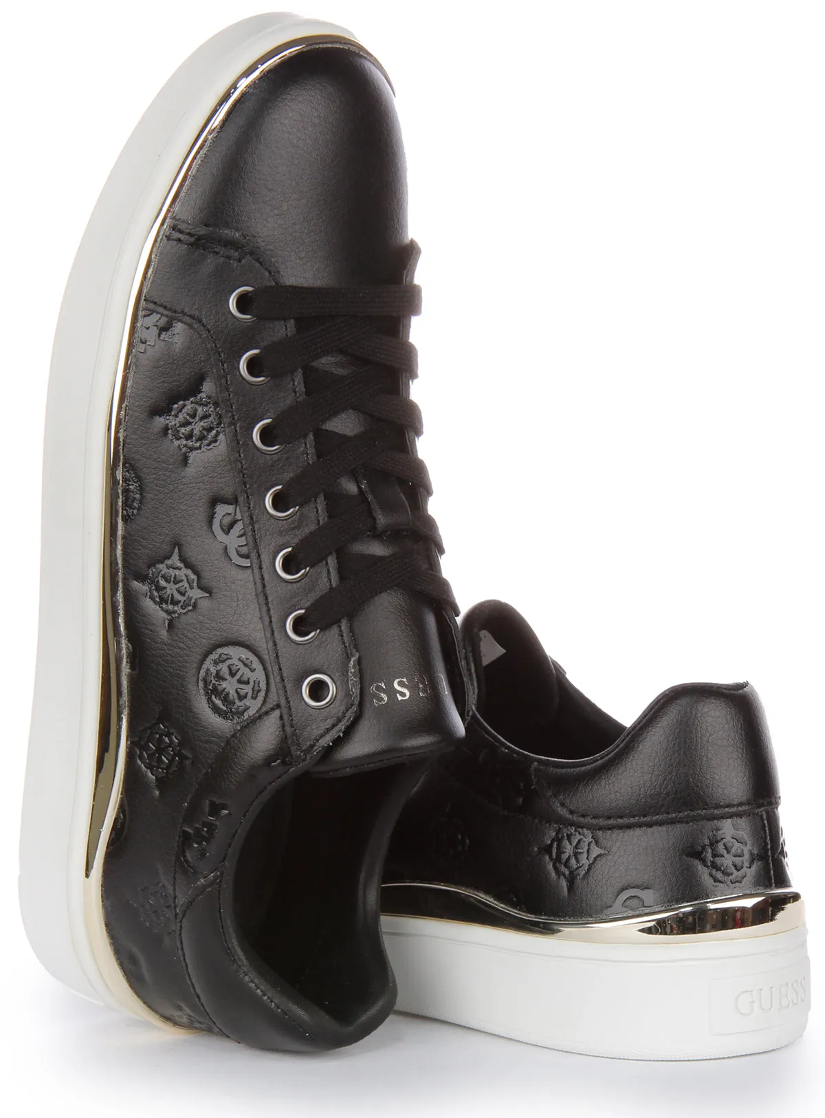 Guess Bonny Peony Logo Trainer In Black For Women