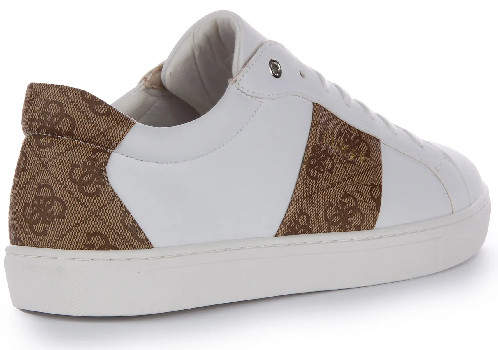 Guess Toda Semi 4G Trainer In White Brown For Women