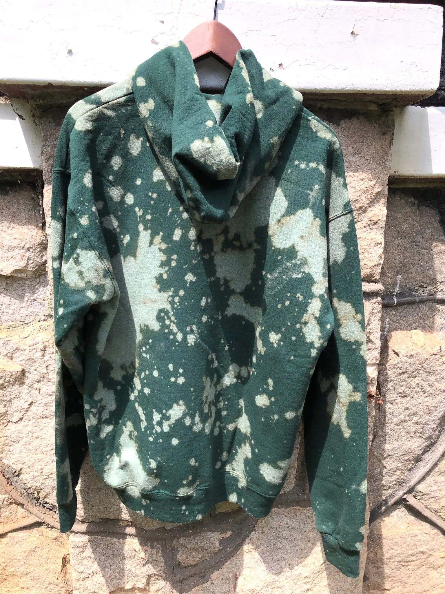 Handmade Eagles Forest Green Hand Bleached Hoodie