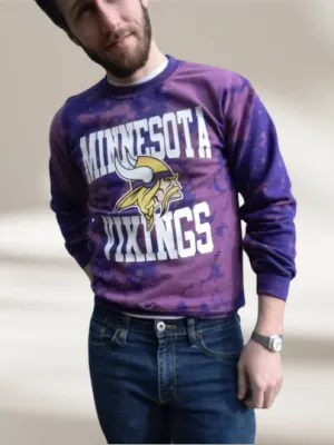 Handmade Minnesota Vikings Purple Bleached Unisex Crewneck Sweatshirt