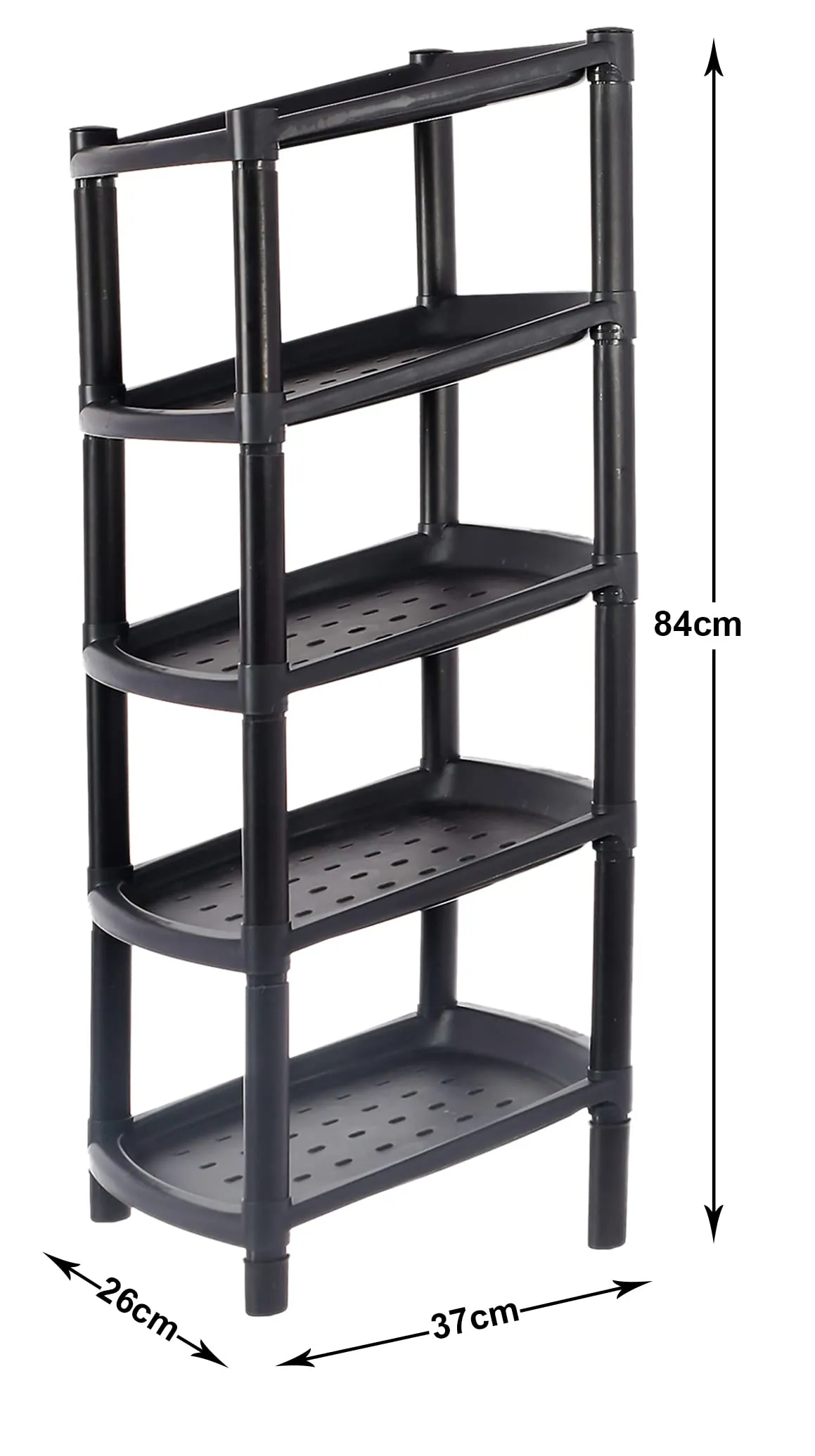 Heart Home Multipurposes 5-Tier Plastic Shoe Rack/Shelf/Storage Organizer for Home Kitchen Bedroom Door Entrance (Black)-46HH0564