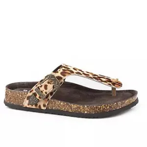 Helena Faux Leopard Hair on Hide Sandals