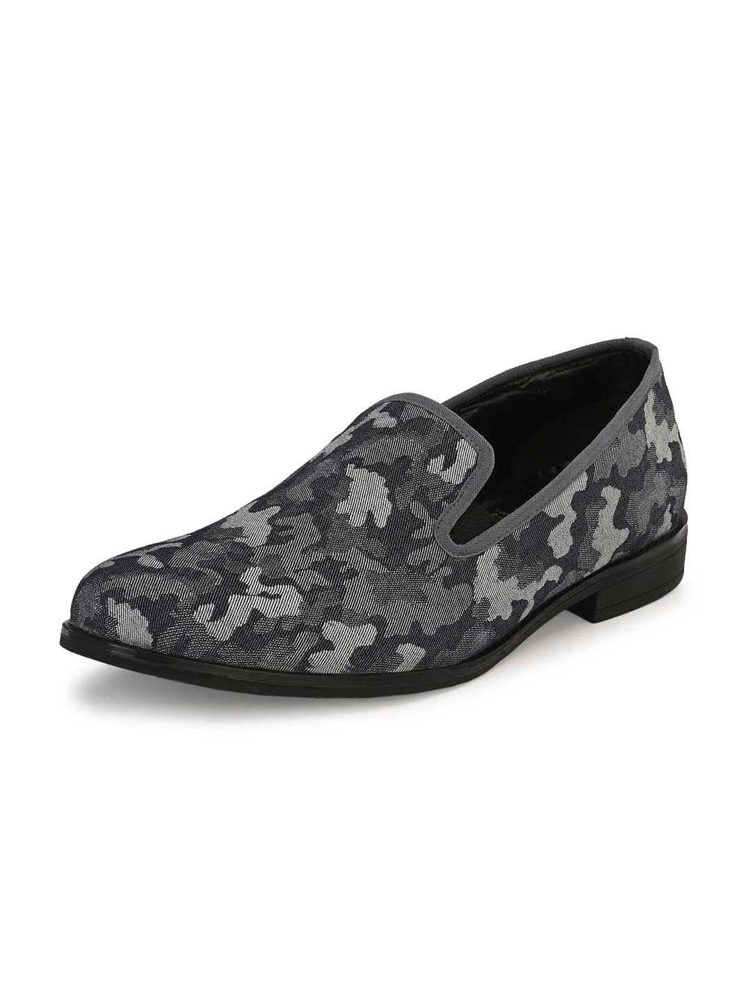 HITZDD_1 Men's Grey Fabric Formal  Slip-On Shoes