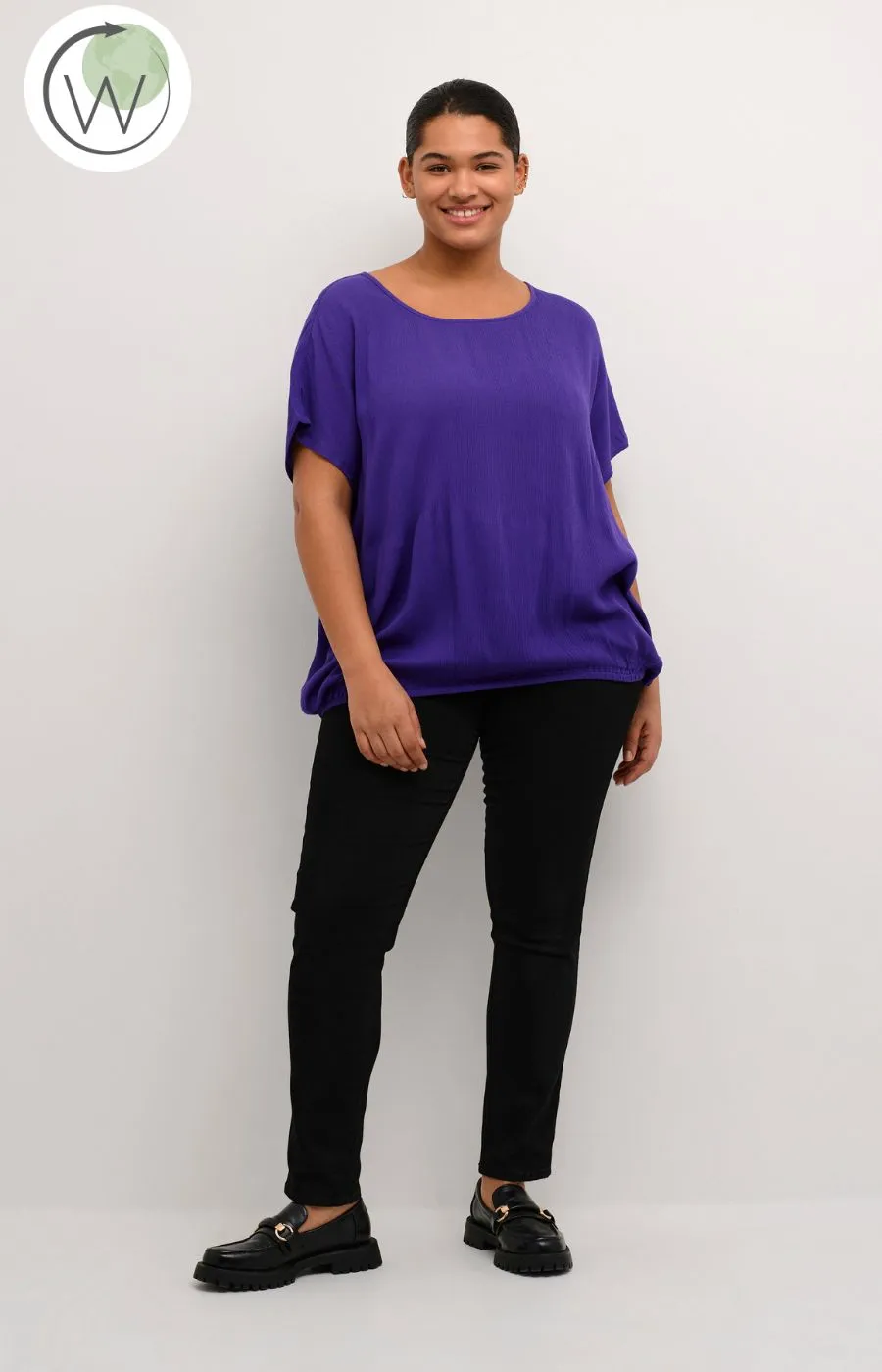 Kaffe Stanley Short Sleeve Blouse in Purple