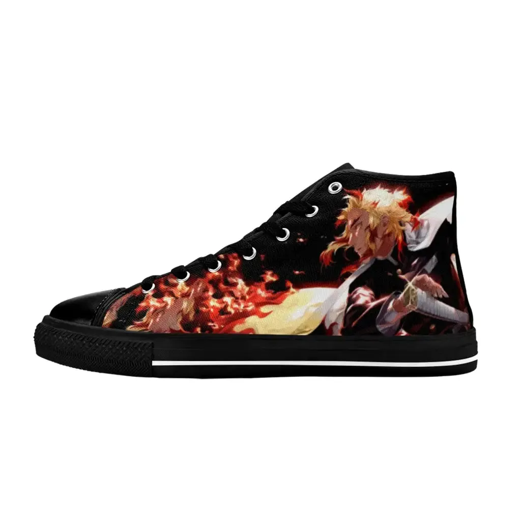 Kimetsu no yaiba Demon Slayer Kyojuro Rengoku Shoes High Top Sneakers for Kids and Adults