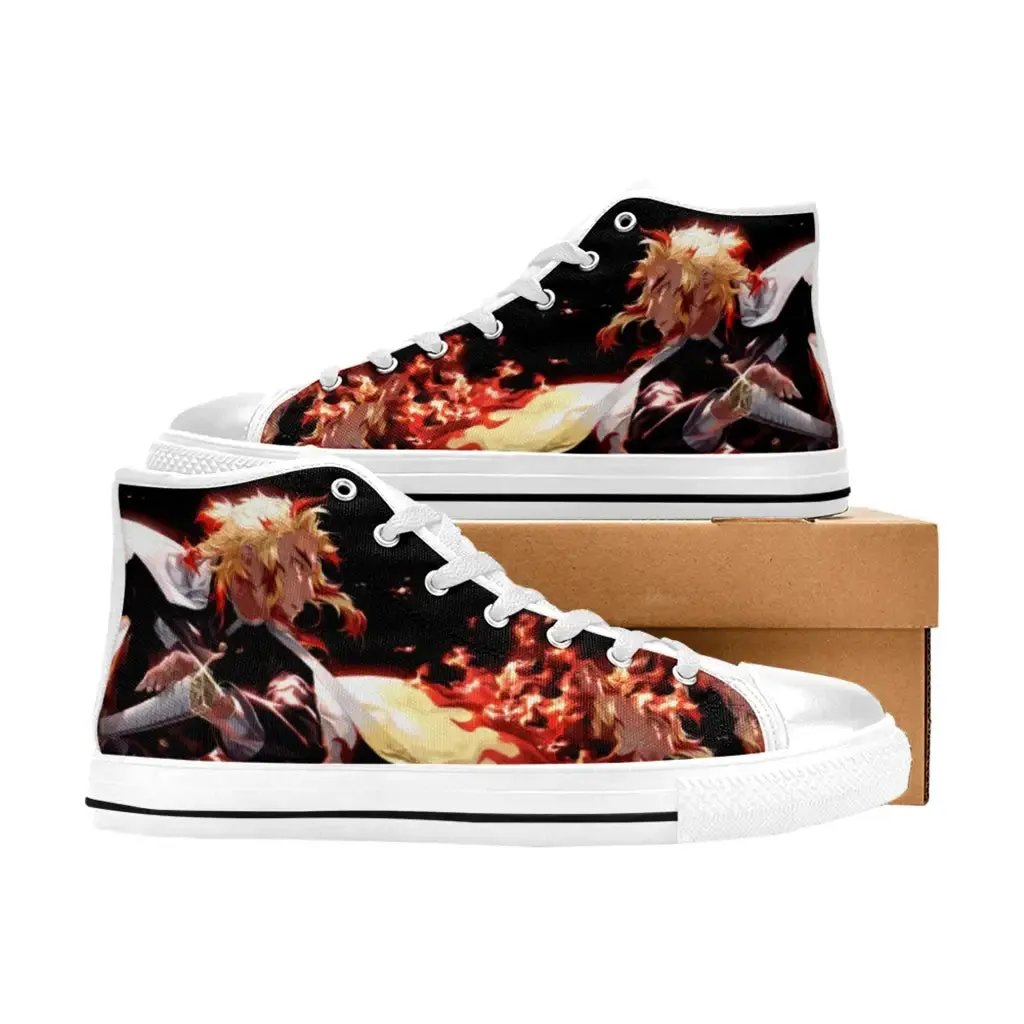 Kimetsu no yaiba Demon Slayer Kyojuro Rengoku Shoes High Top Sneakers for Kids and Adults