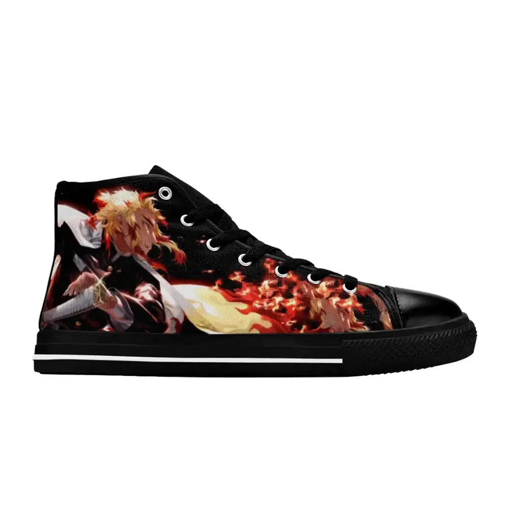 Kimetsu no yaiba Demon Slayer Kyojuro Rengoku Shoes High Top Sneakers for Kids and Adults