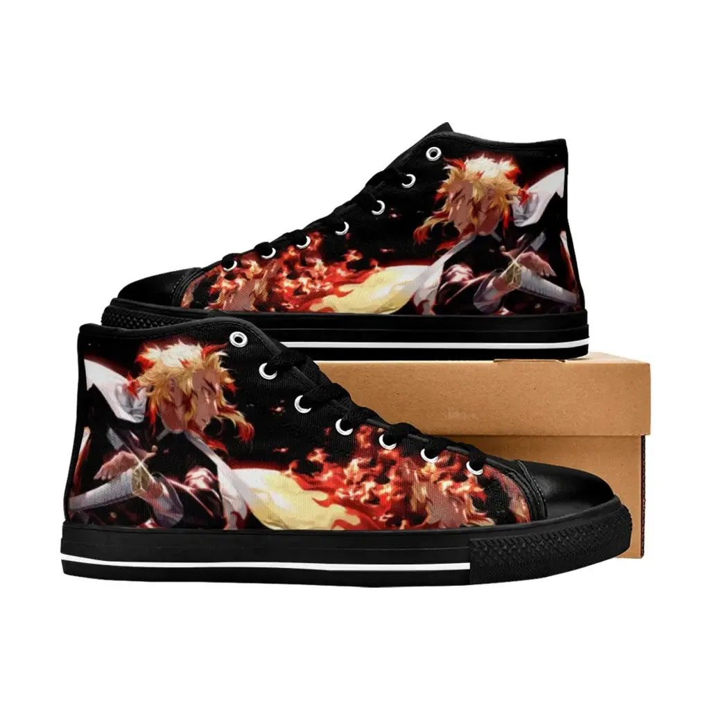 Kimetsu no yaiba Demon Slayer Kyojuro Rengoku Shoes High Top Sneakers for Kids and Adults