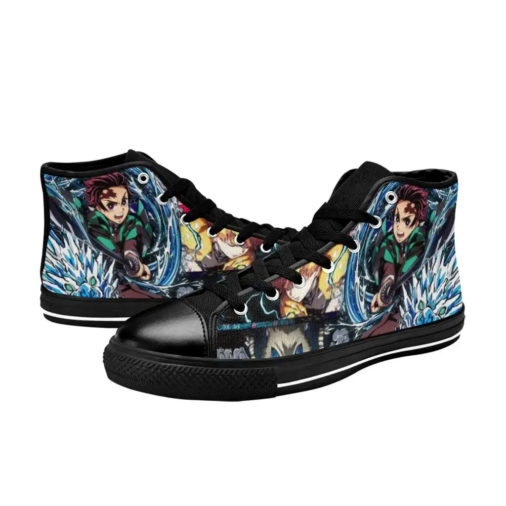 Kimetsu no yaiba Demon Slayer Tanjiro Kamado Team Shoes High Top Sneakers for Kids and Adults