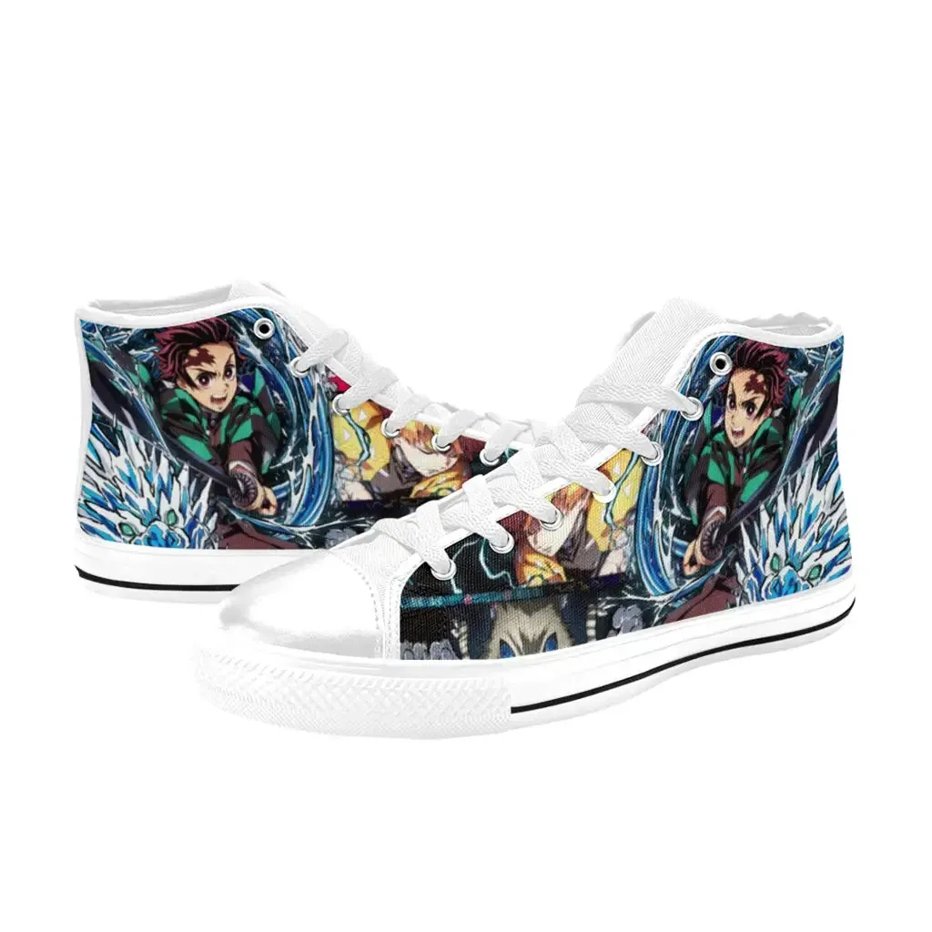 Kimetsu no yaiba Demon Slayer Tanjiro Kamado Team Shoes High Top Sneakers for Kids and Adults