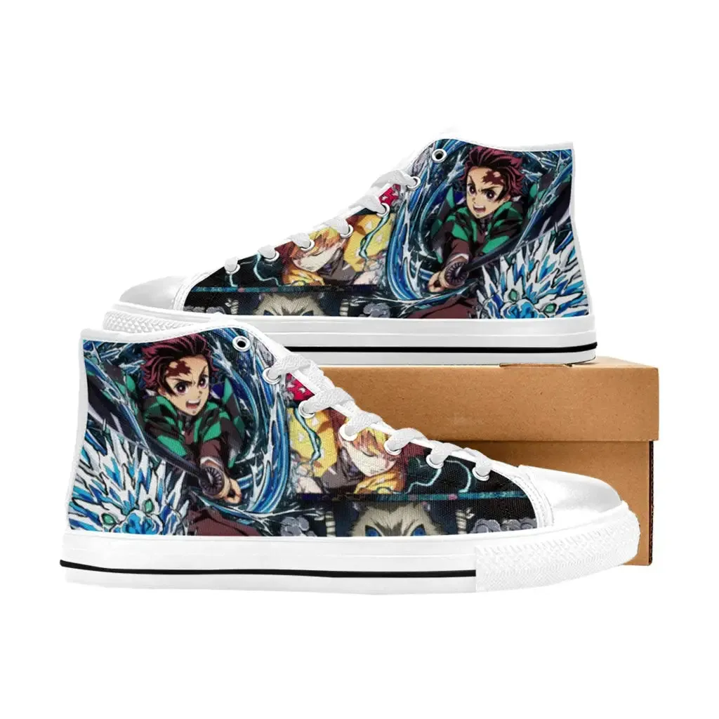 Kimetsu no yaiba Demon Slayer Tanjiro Kamado Team Shoes High Top Sneakers for Kids and Adults