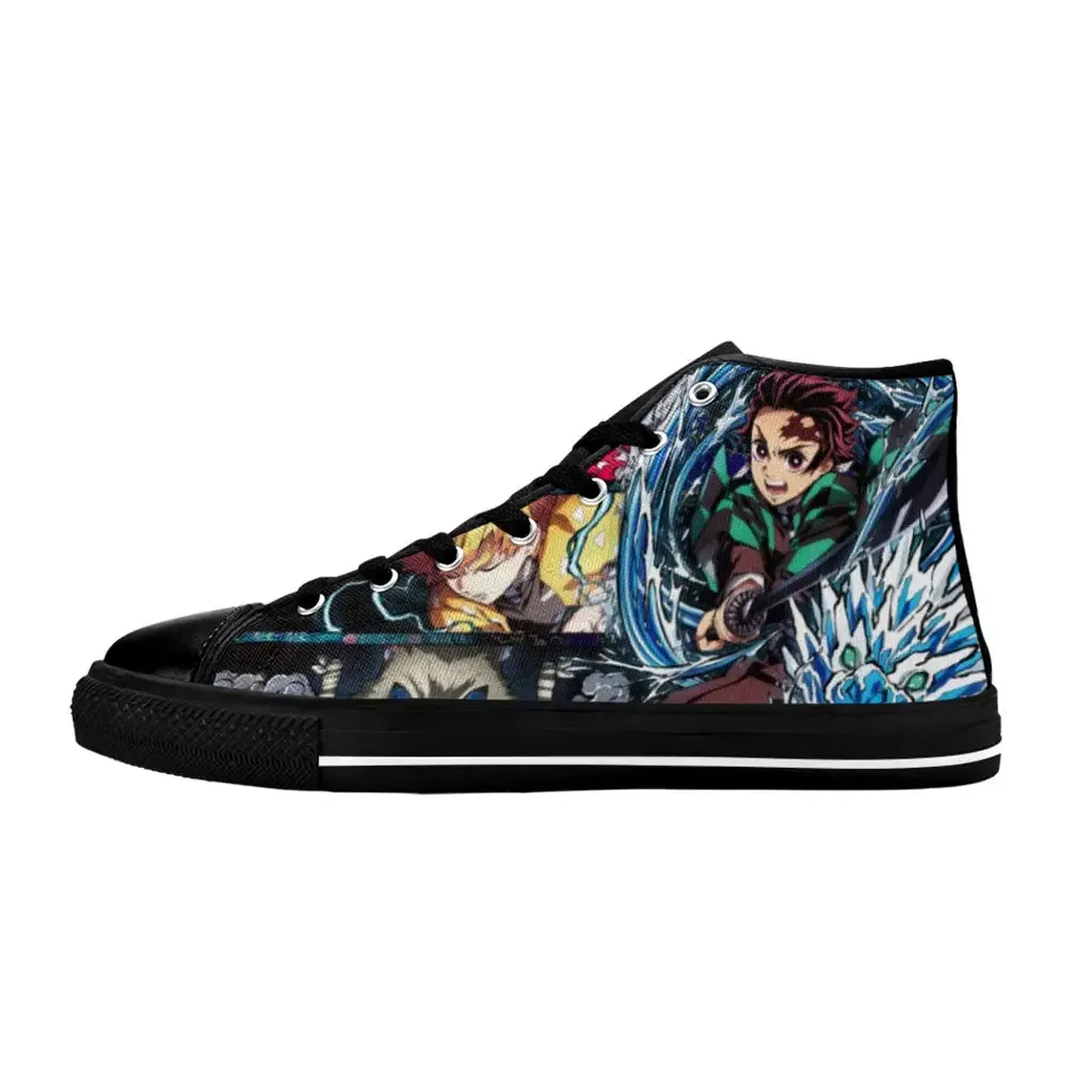 Kimetsu no yaiba Demon Slayer Tanjiro Kamado Team Shoes High Top Sneakers for Kids and Adults