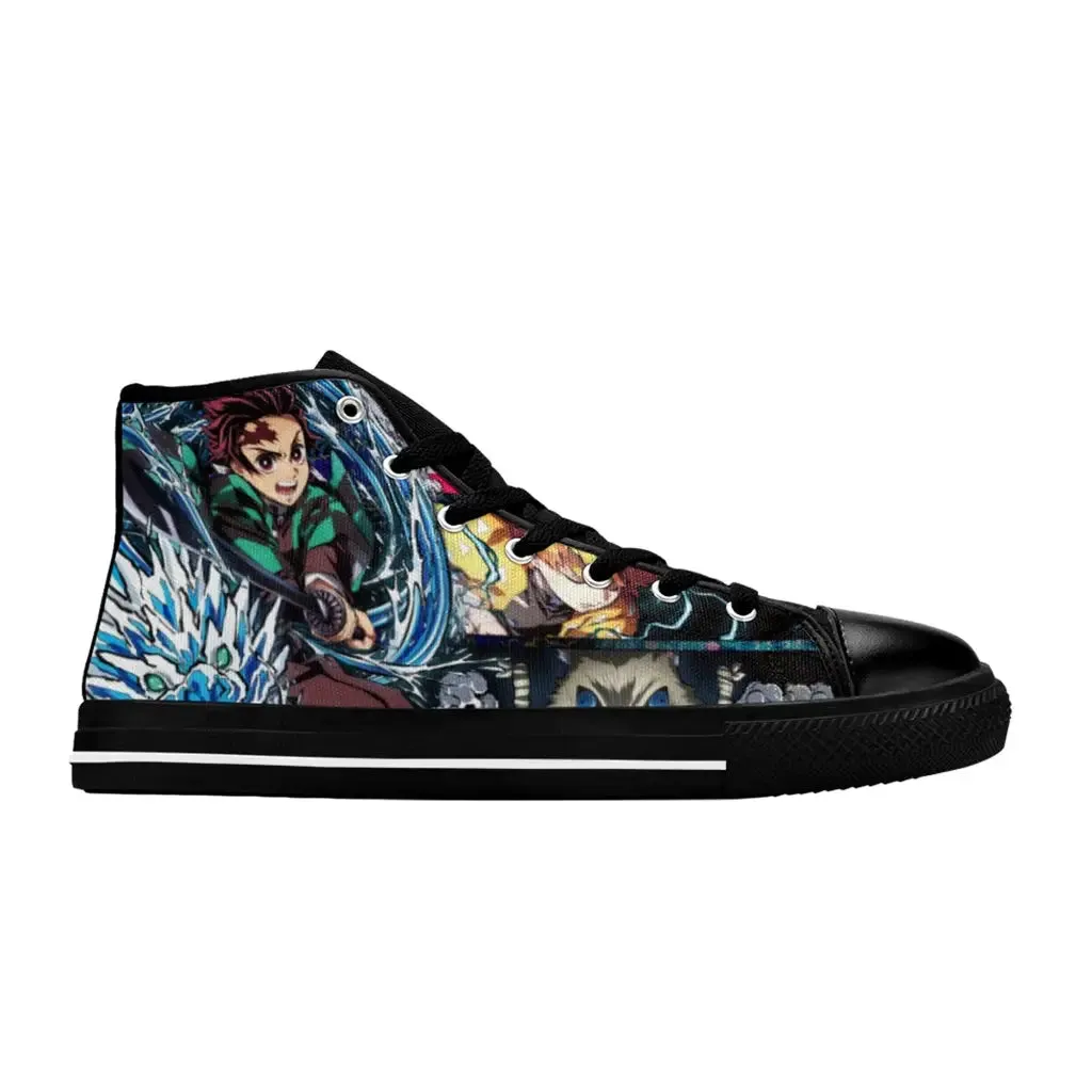 Kimetsu no yaiba Demon Slayer Tanjiro Kamado Team Shoes High Top Sneakers for Kids and Adults