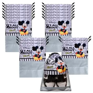 Kuber Industries Disney Mickey Shoe Cover | Travel Shoe Storage Bags | Polyester Storage Bag | Drawstring Shoe Cover | Shoe Organizer with Clear Window | Pack of 18 | Gray