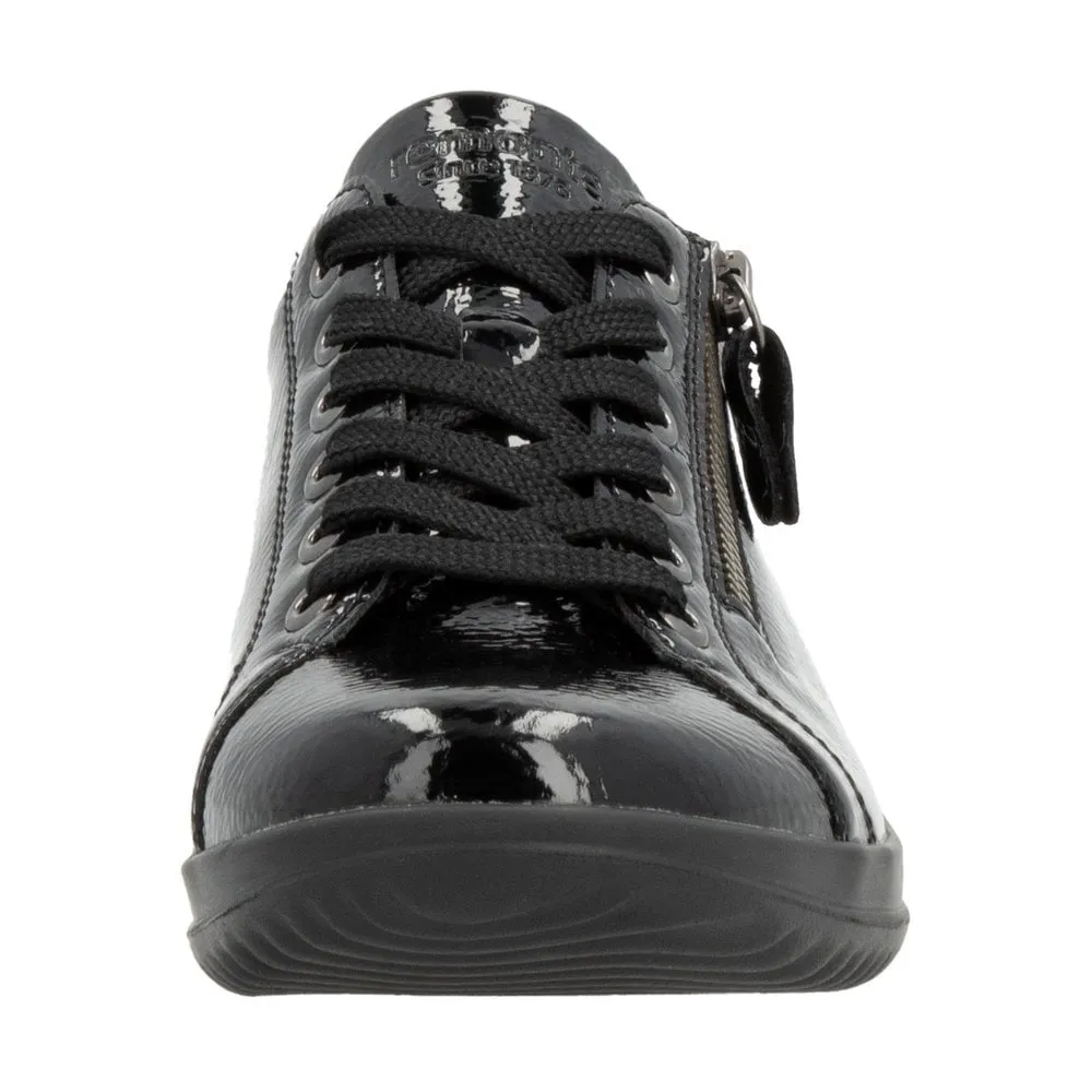 Lexi Black Glossy Lace up Casual Shoes