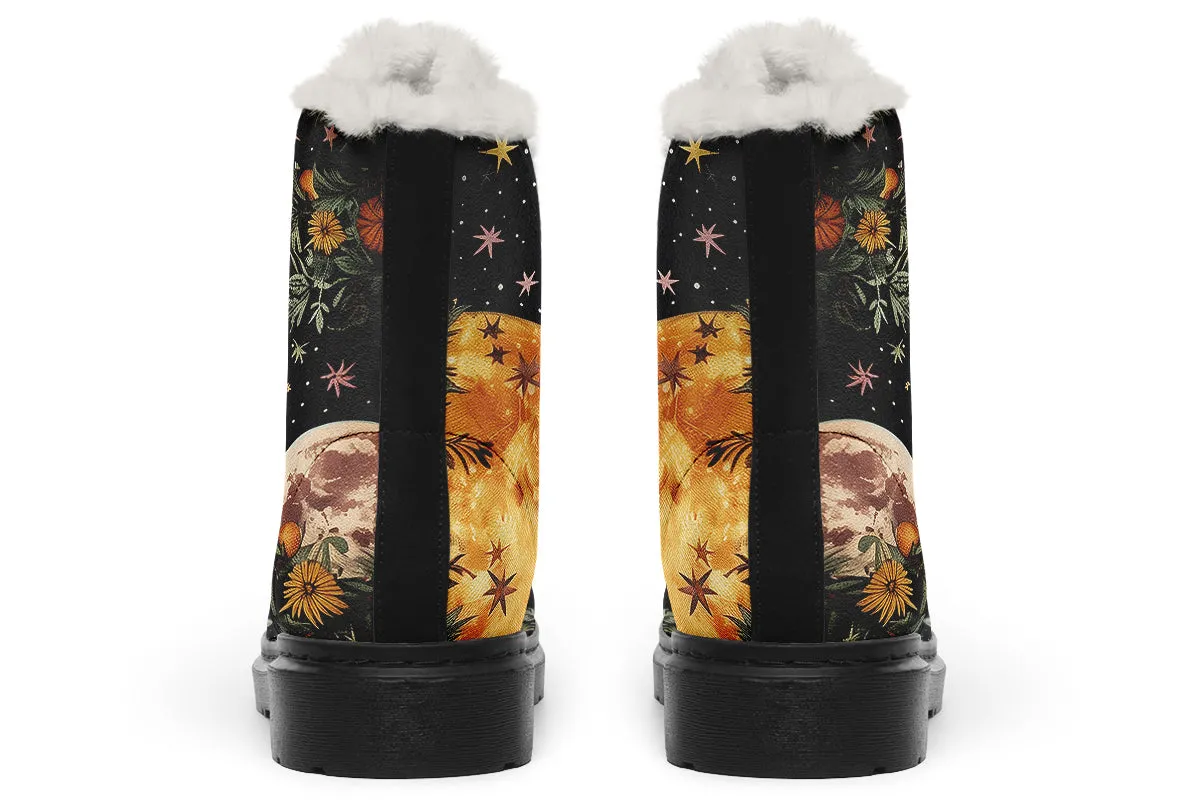 Lunar Meadow Winter Boots - Warm Micro-Suede Doc-Style Boots Lined with Vegan Wool