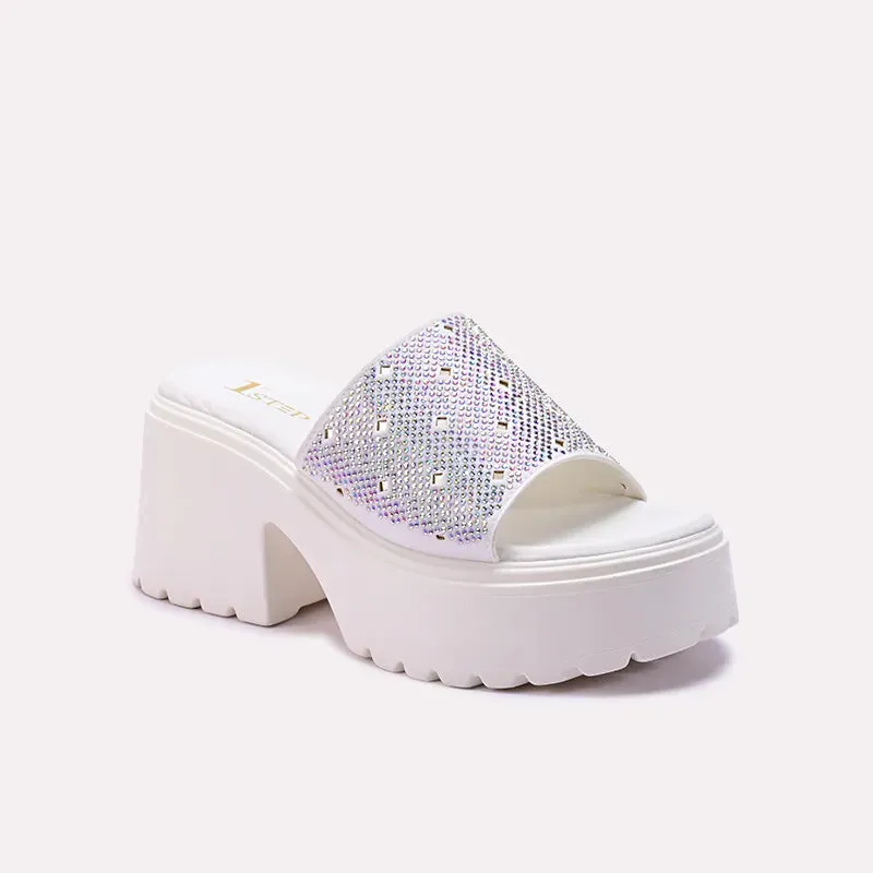 Marina White Chunky Casual Slippers 0412706