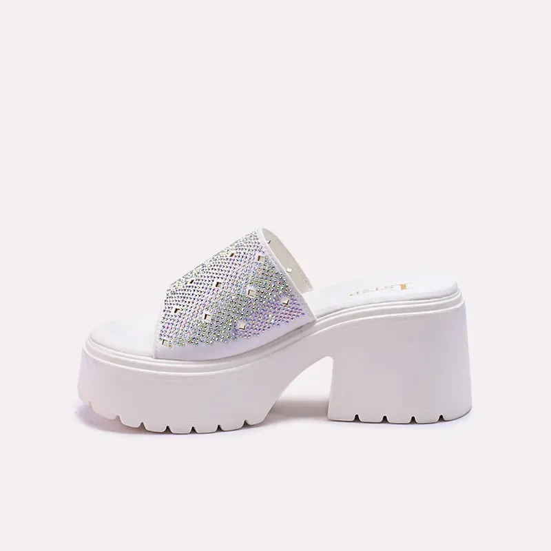 Marina White Chunky Casual Slippers 0412706