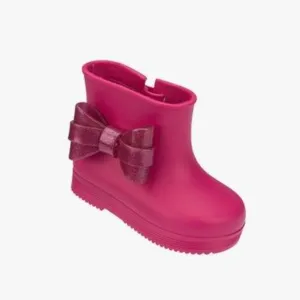 Mini Melissa Hot Pink with Pink Glitter Bow Boots