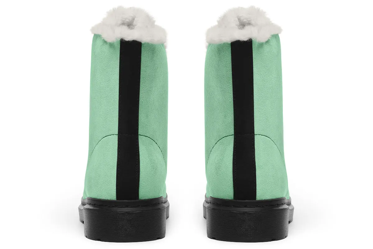 Mint Green Winter Boots - Warm Micro-Suede Doc-Style Boots Lined with Vegan Wool