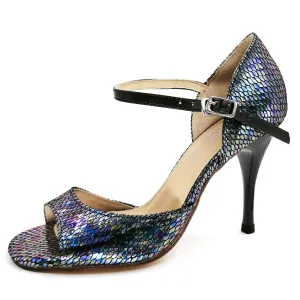 Multicolored Leather High Heel Argentine Tango Shoes Women's - Pro Dancer PD-9001F