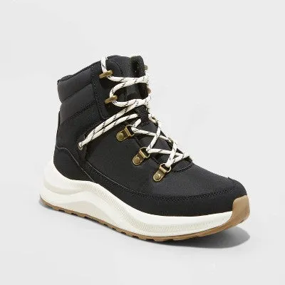 New - Universal Thread Women's Faux Leather Ankle Winter Hiker Boots Water-Repellent