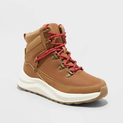 New - Universal Thread Women's Faux Leather Ankle Winter Hiker Boots Water-Repellent