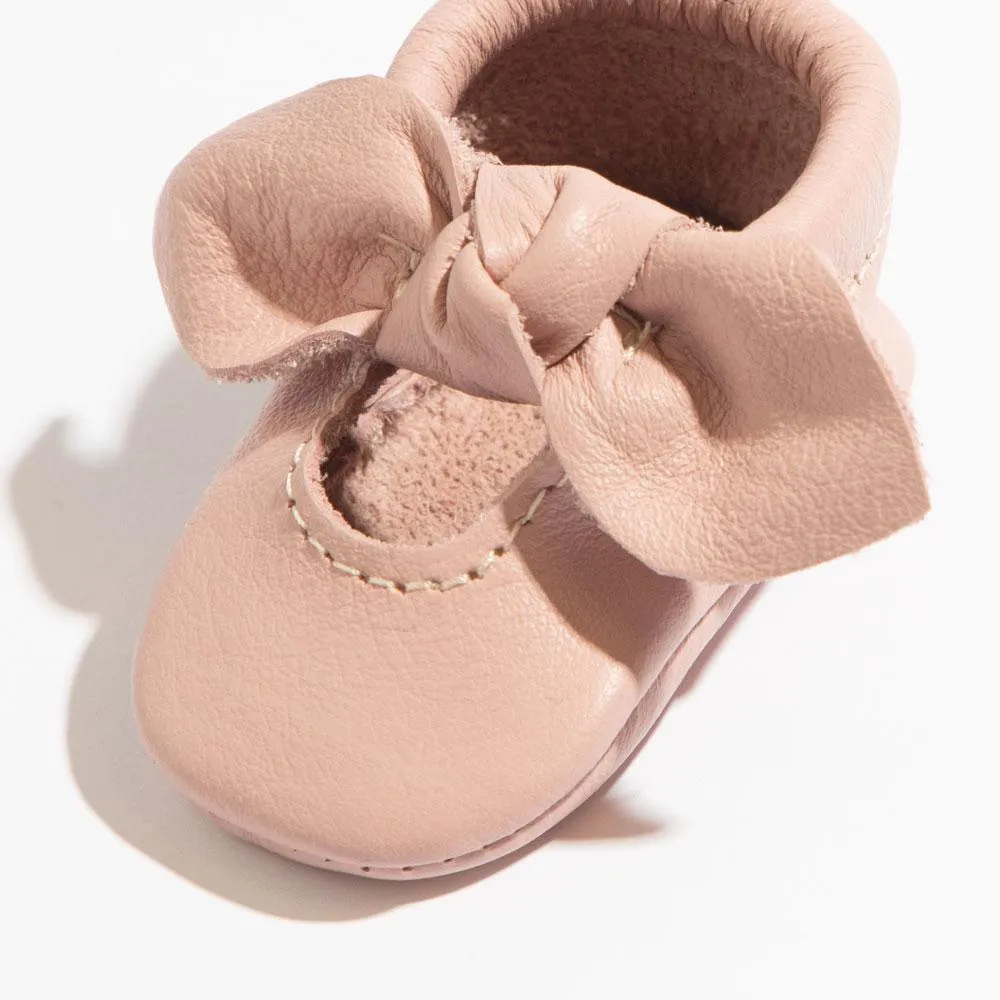 Newborn Blush Knotted Bow Baby Shoe