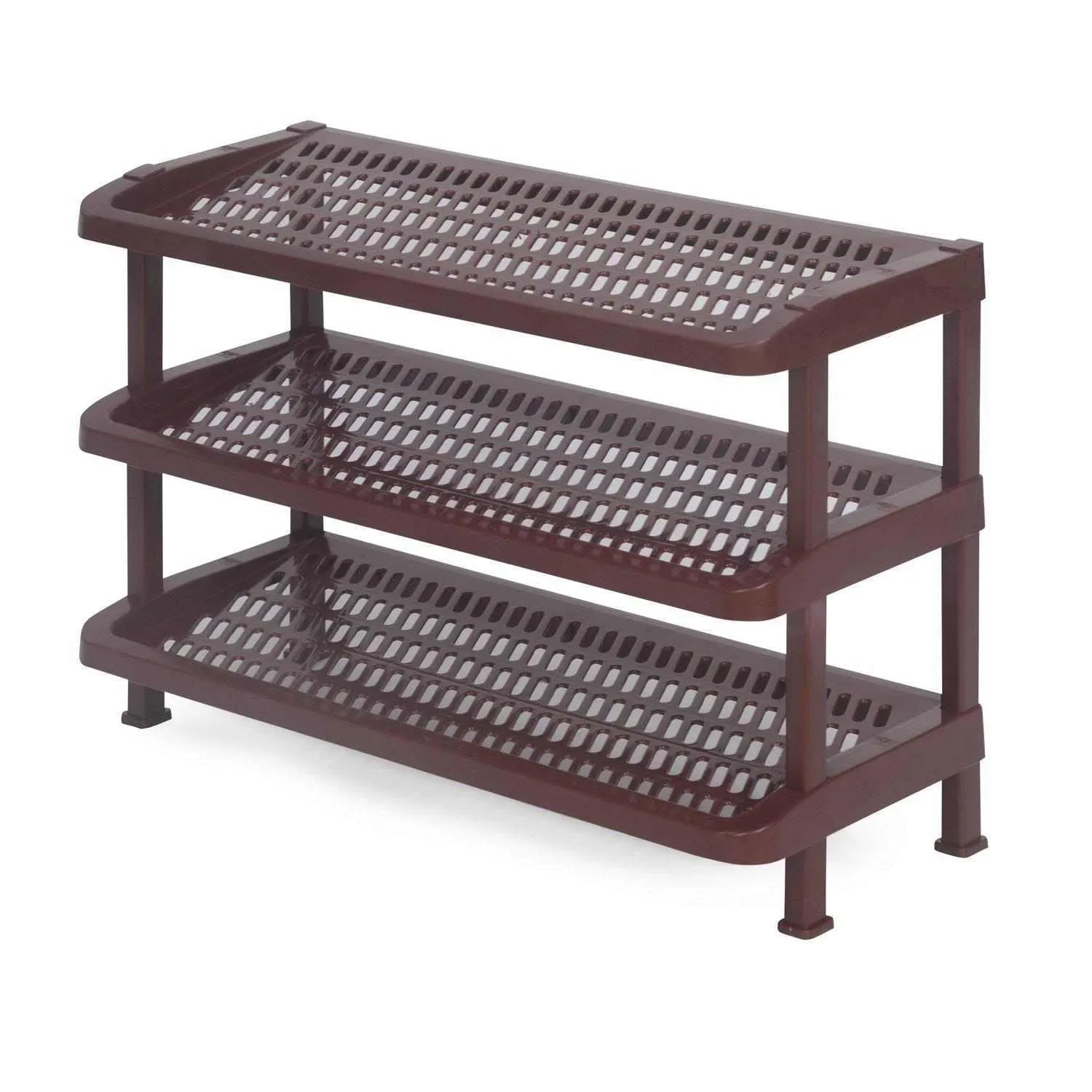 Nilkamal MULRACK3 Plastic Shoe Stand for Shoe Storage | Space Organizer | Shoe Rack | for Living Room Home & Office (Maroon)