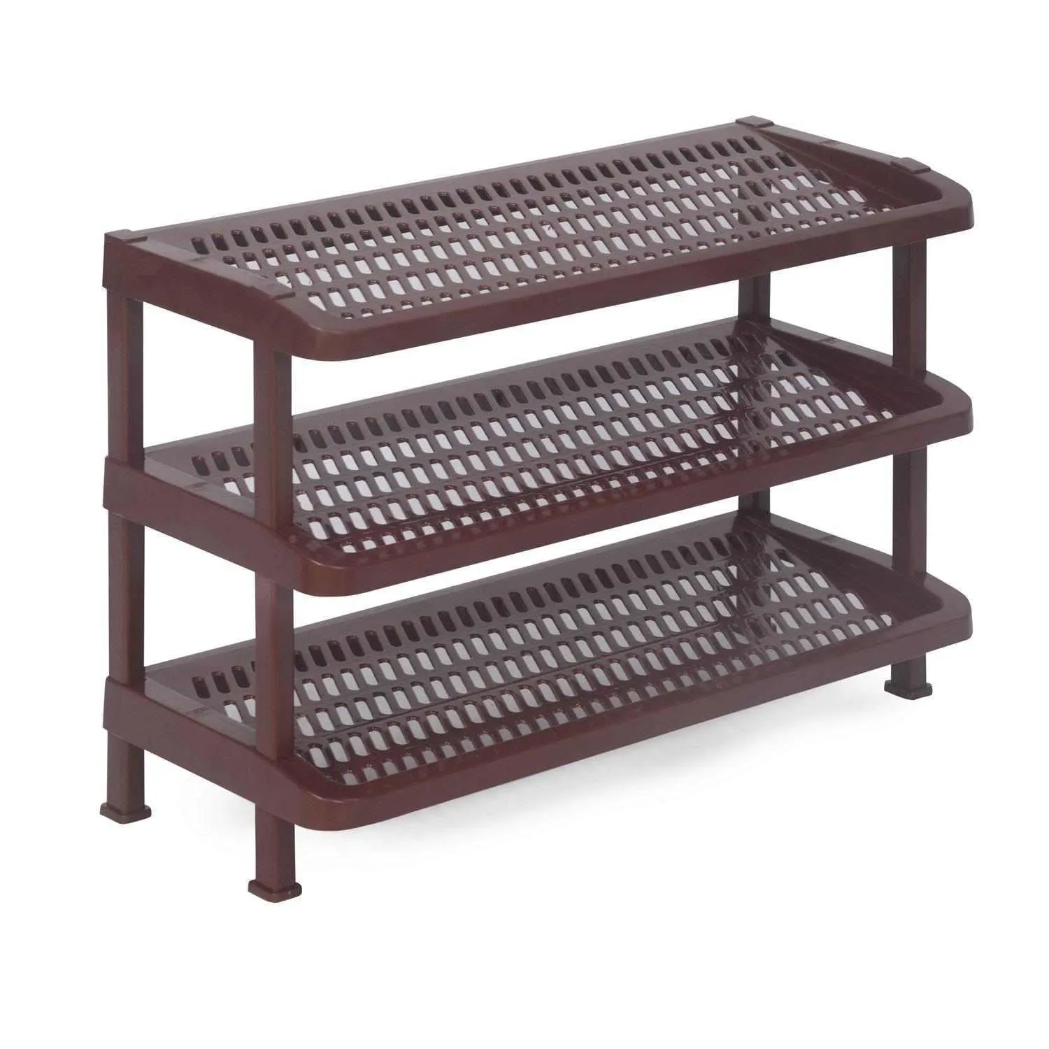 Nilkamal MULRACK3 Plastic Shoe Stand for Shoe Storage | Space Organizer | Shoe Rack | for Living Room Home & Office (Maroon)