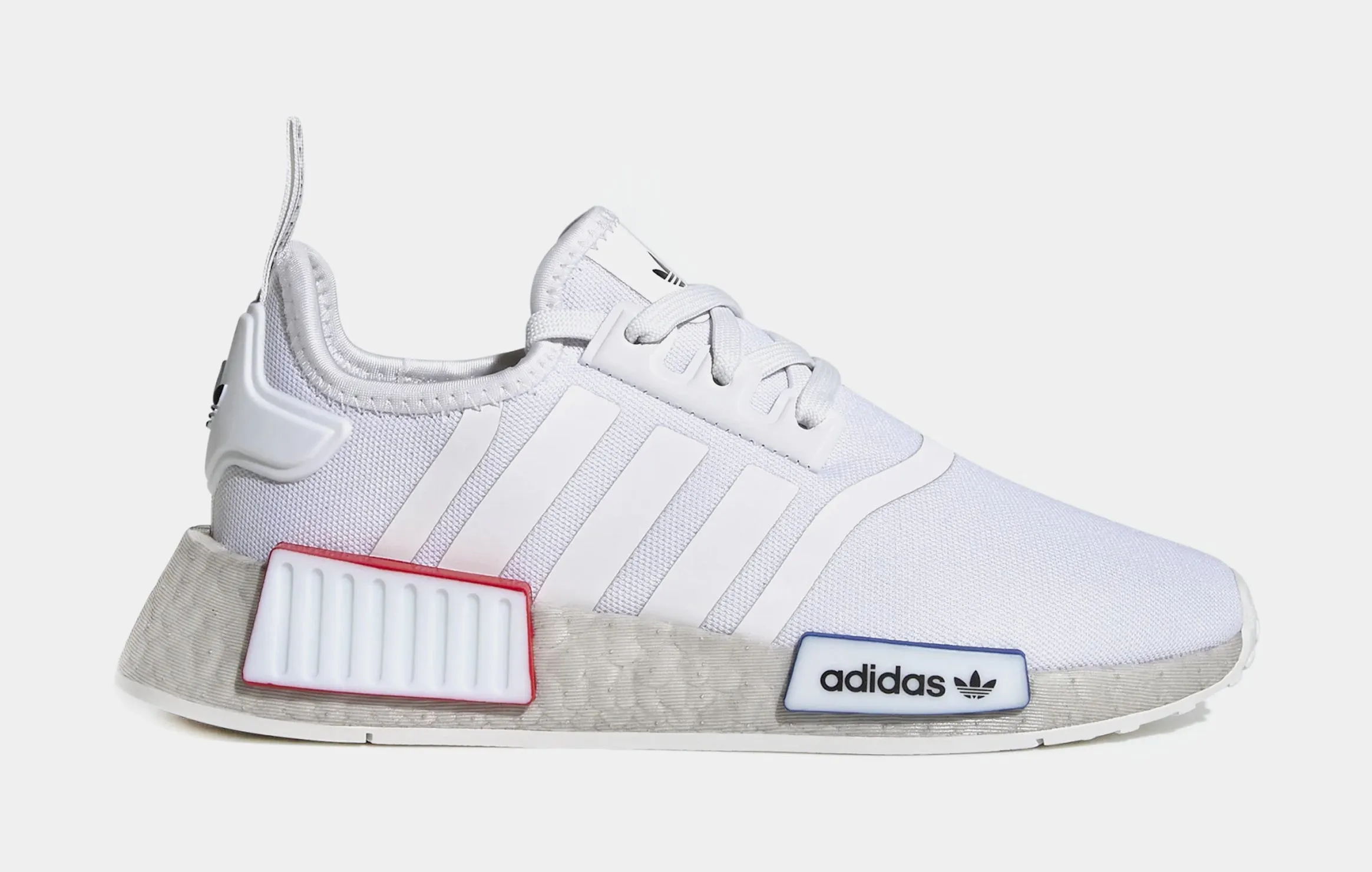 NMD R1 Refined Grade School Running Shoes (White)