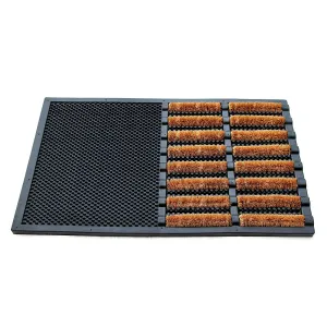 OnlyMat Brush Coir Entrance with Rubber Tray Mat - Best for high traffic entrance - Sanitisation Mat - Indoor / Outdoor, Waterproof